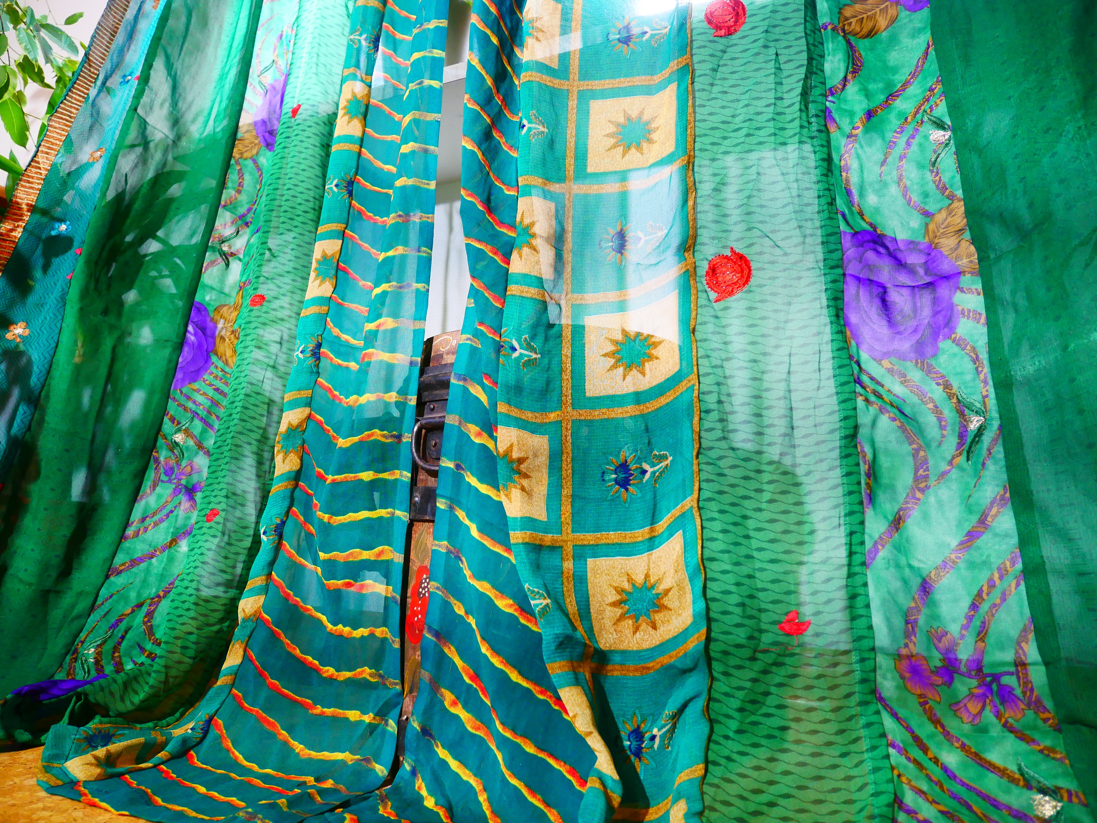 Boho curtains Indian saree curtain | handmade patchwork curtains for bohemian window decor - The Shanti Home