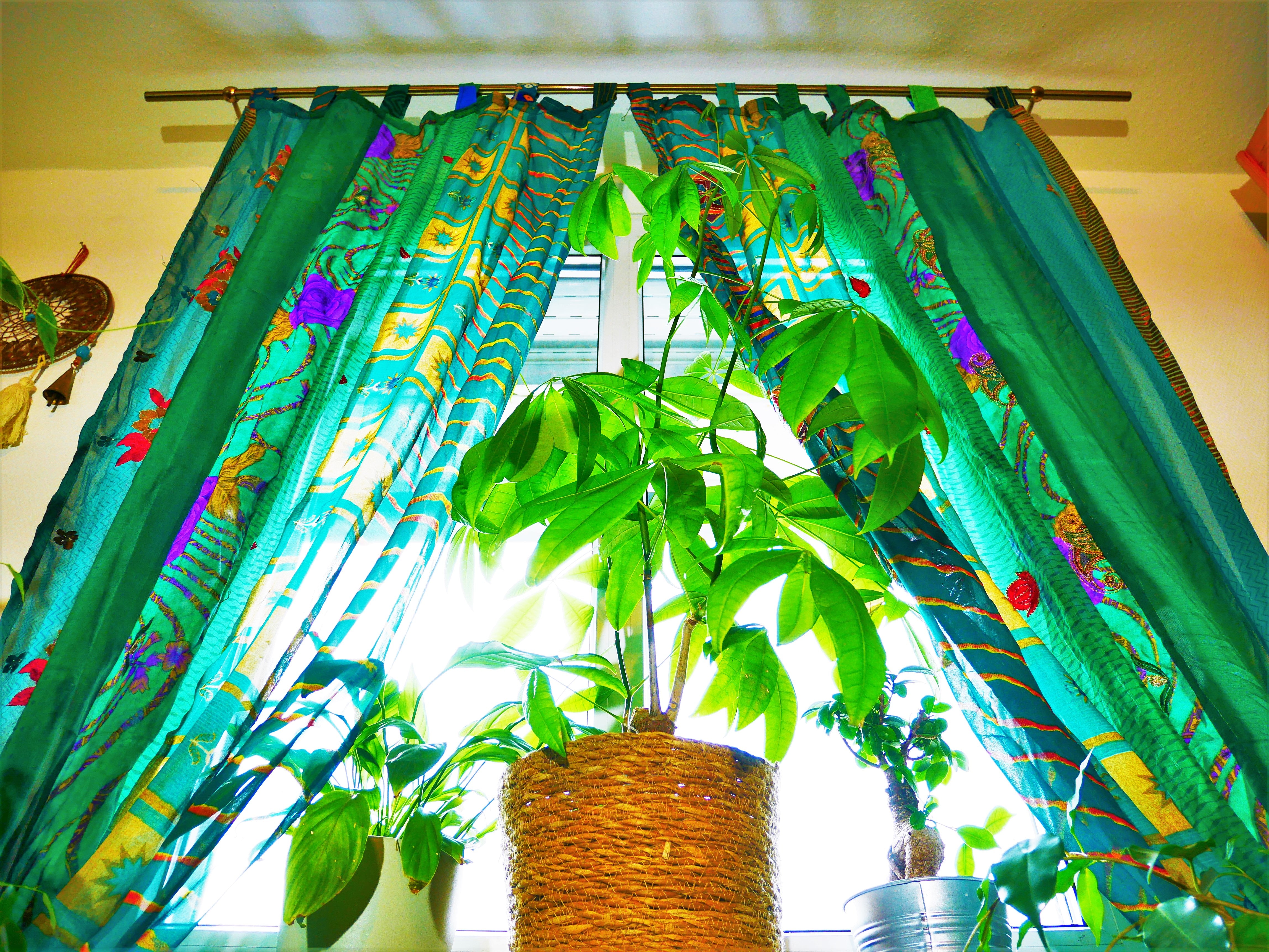 Boho curtains Indian saree curtain | handmade patchwork curtains for bohemian window decor - The Shanti Home