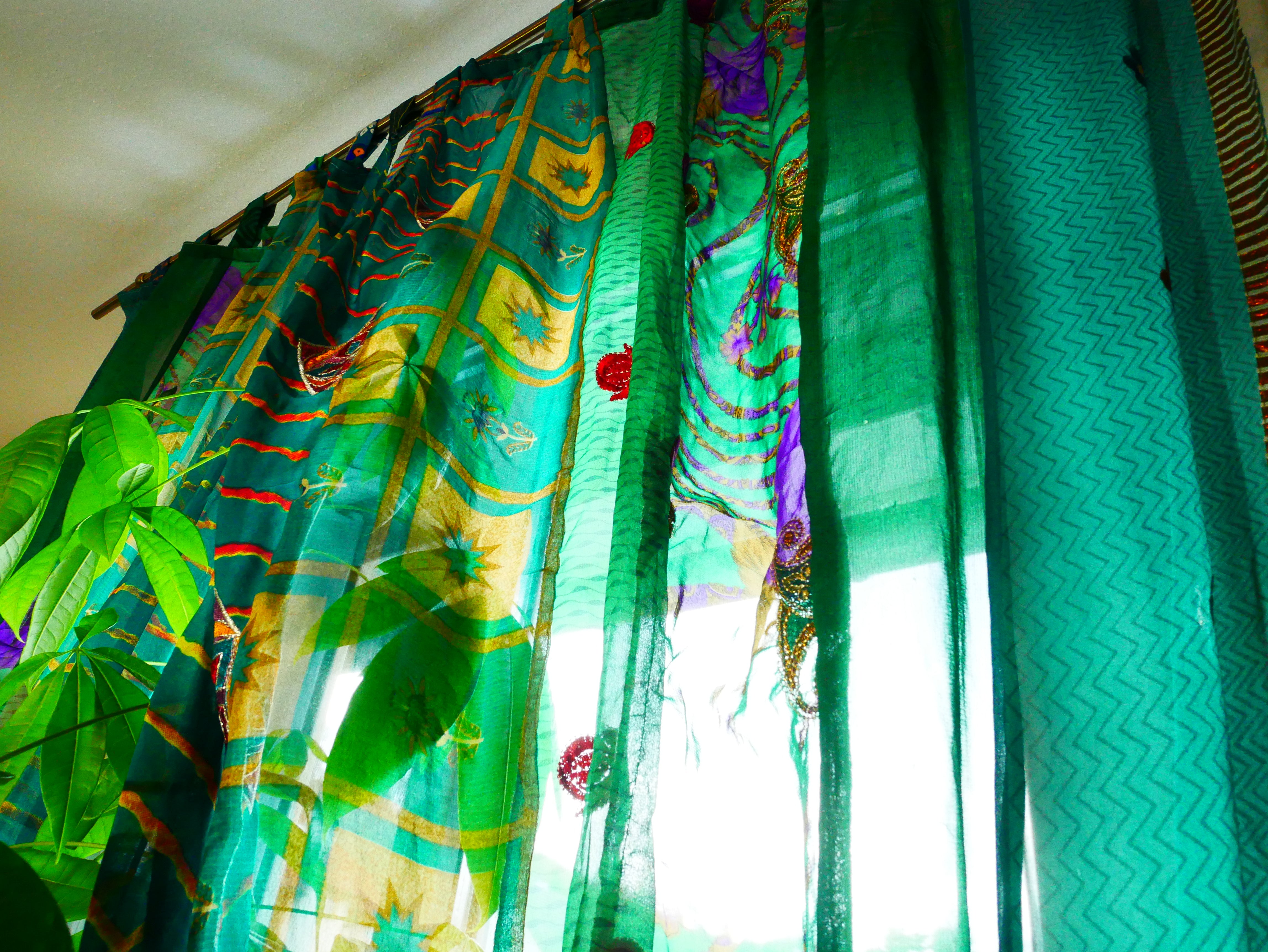 Boho curtains Indian saree curtain | handmade patchwork curtains for bohemian window decor - The Shanti Home