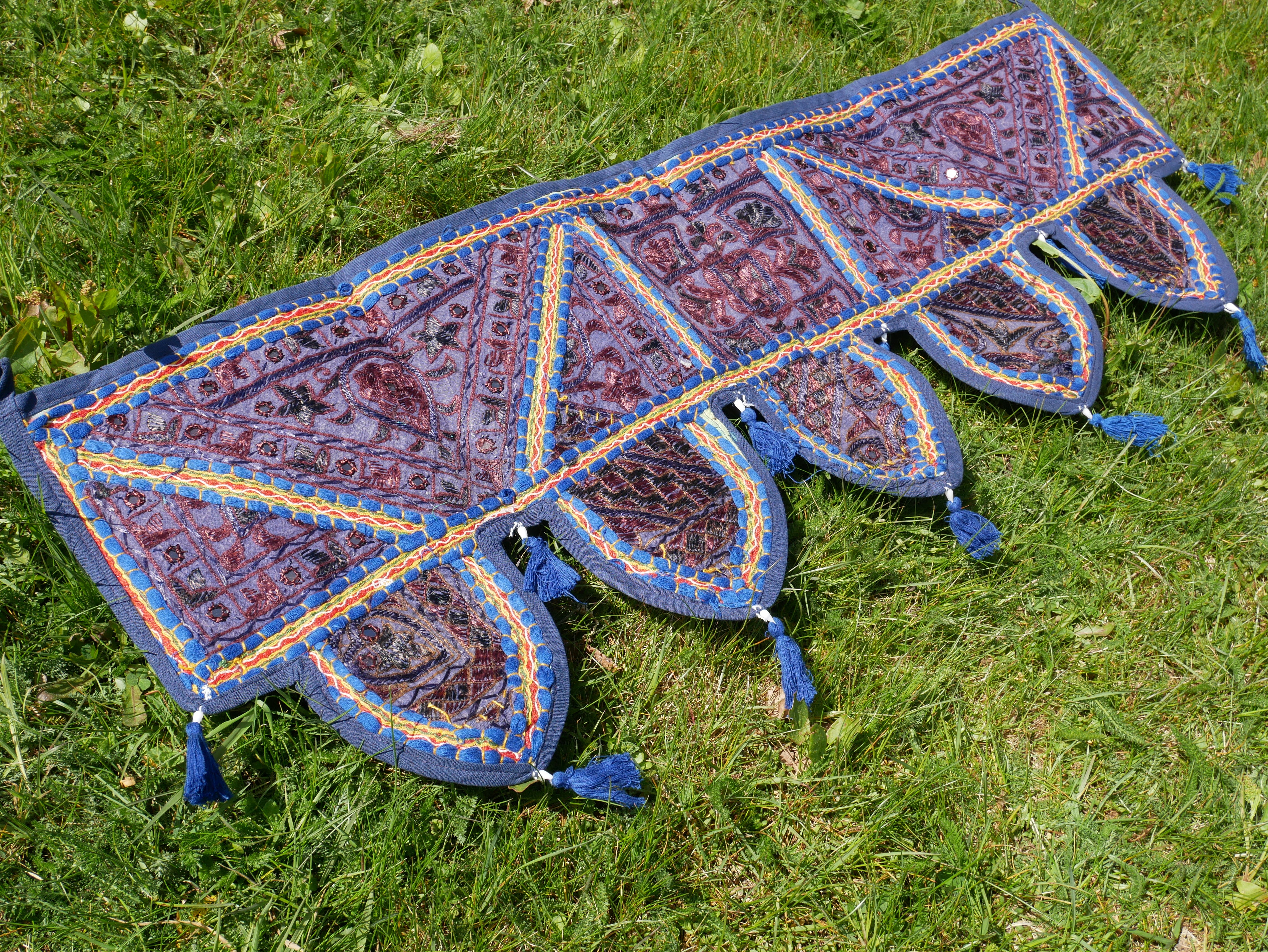 Toran bordado - Colgante de puerta indio - Cenefa de ventana estilo bohemio Masala - Índigo o verde bosque