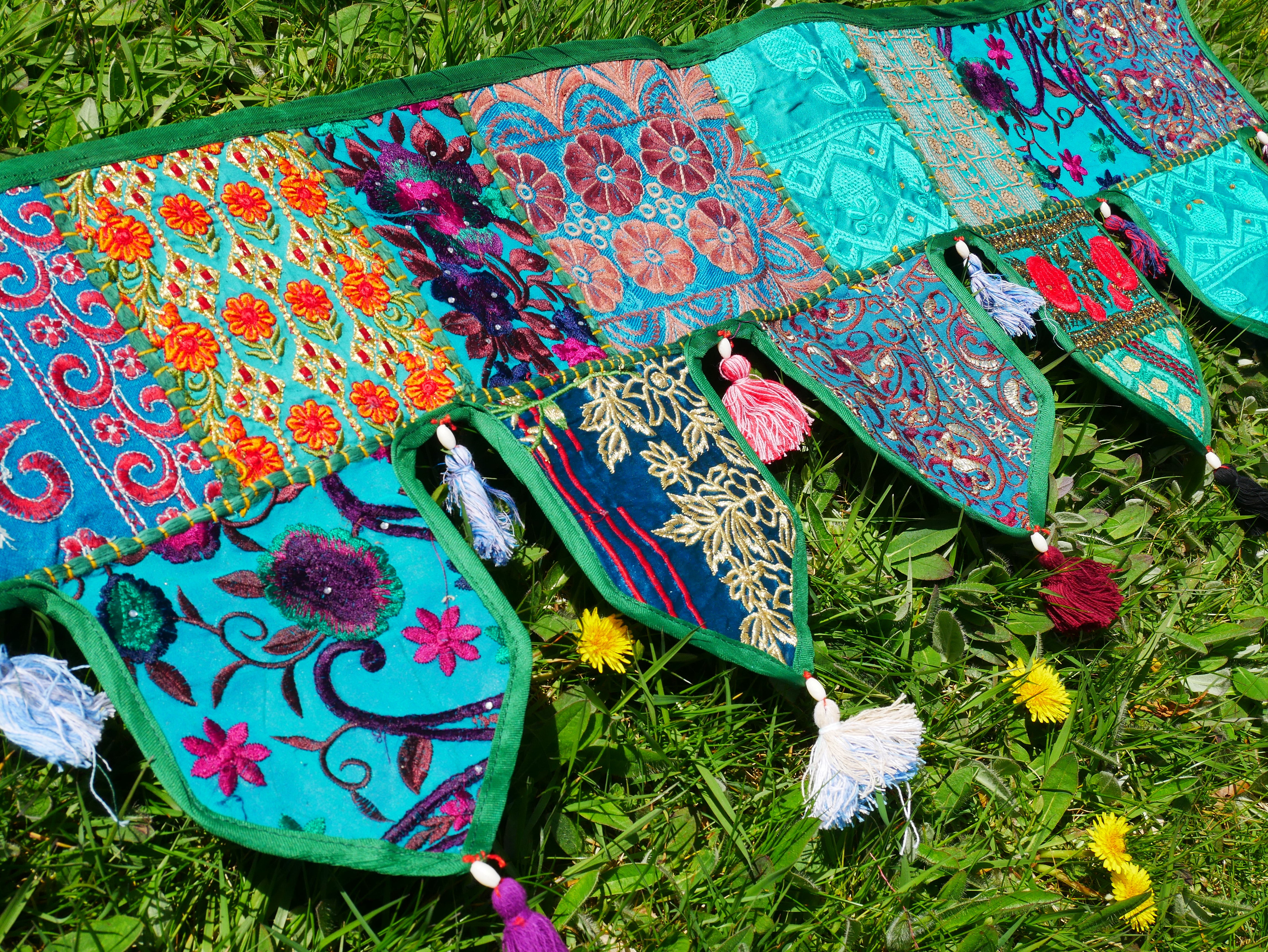 Handmade Indian Toran – colorful patchwork door hanging | Boho valance, hippie curtain & vibrant wall décor