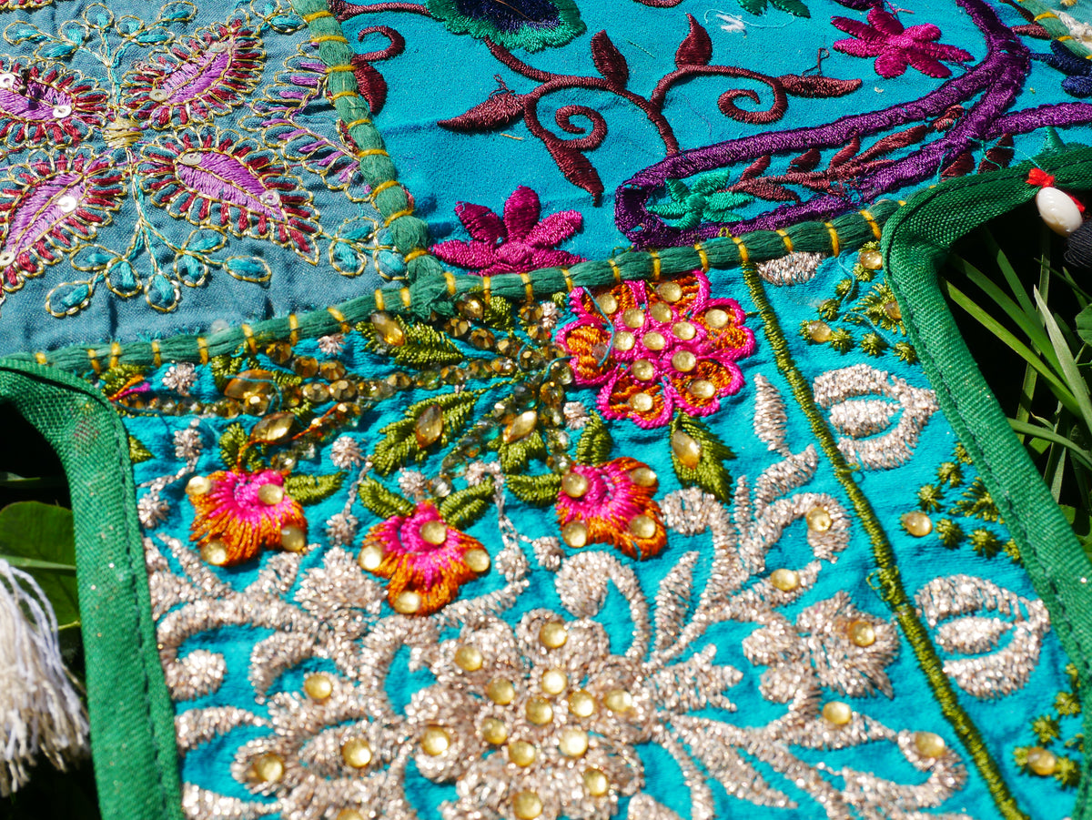Handmade Indian Toran – colorful patchwork door hanging | Boho valance, hippie curtain & vibrant wall décor