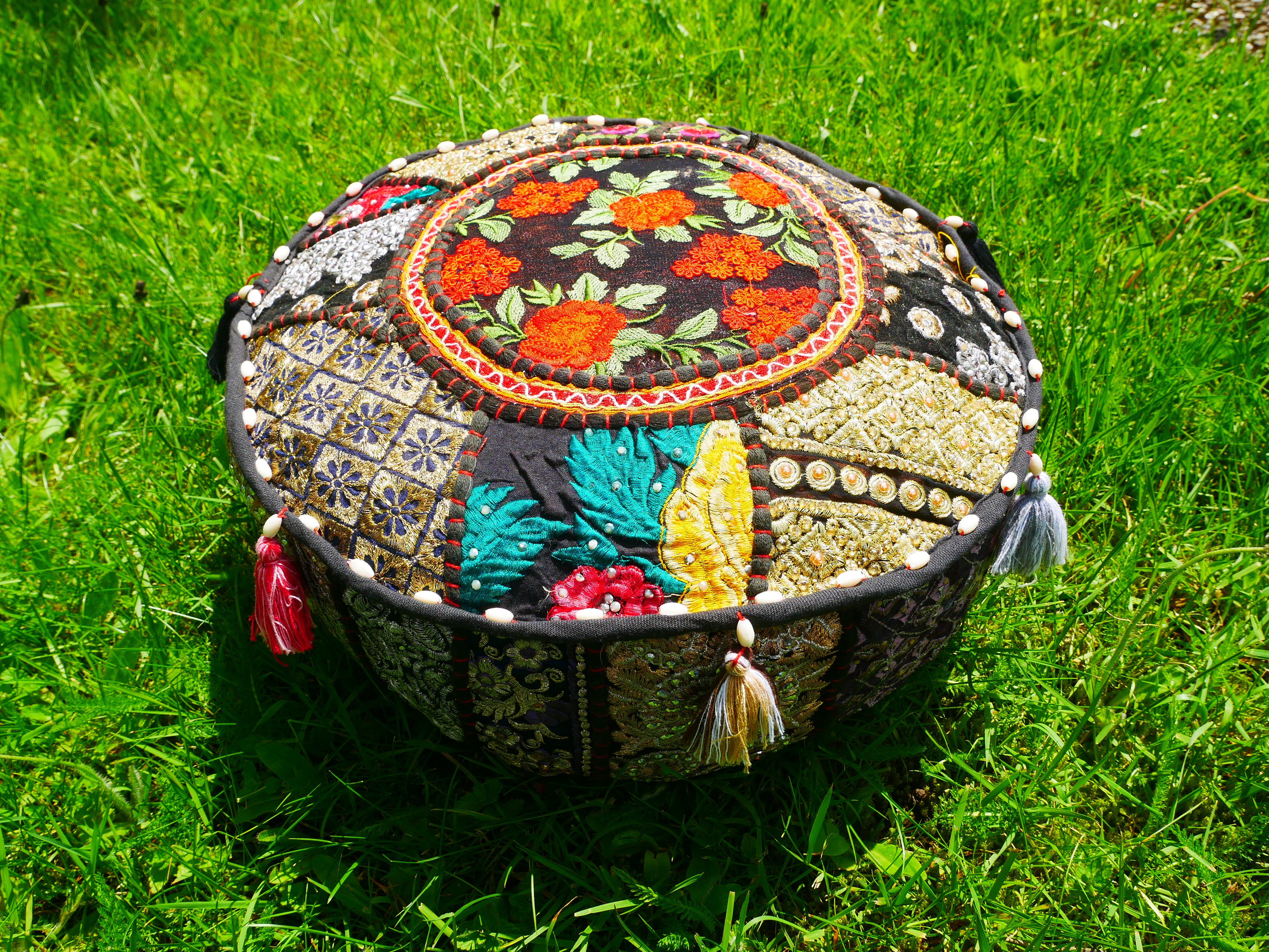 Meditation cushion 16" floor pillow - decor throw pillow for Indian bohemian floor seating - The Shanti Home