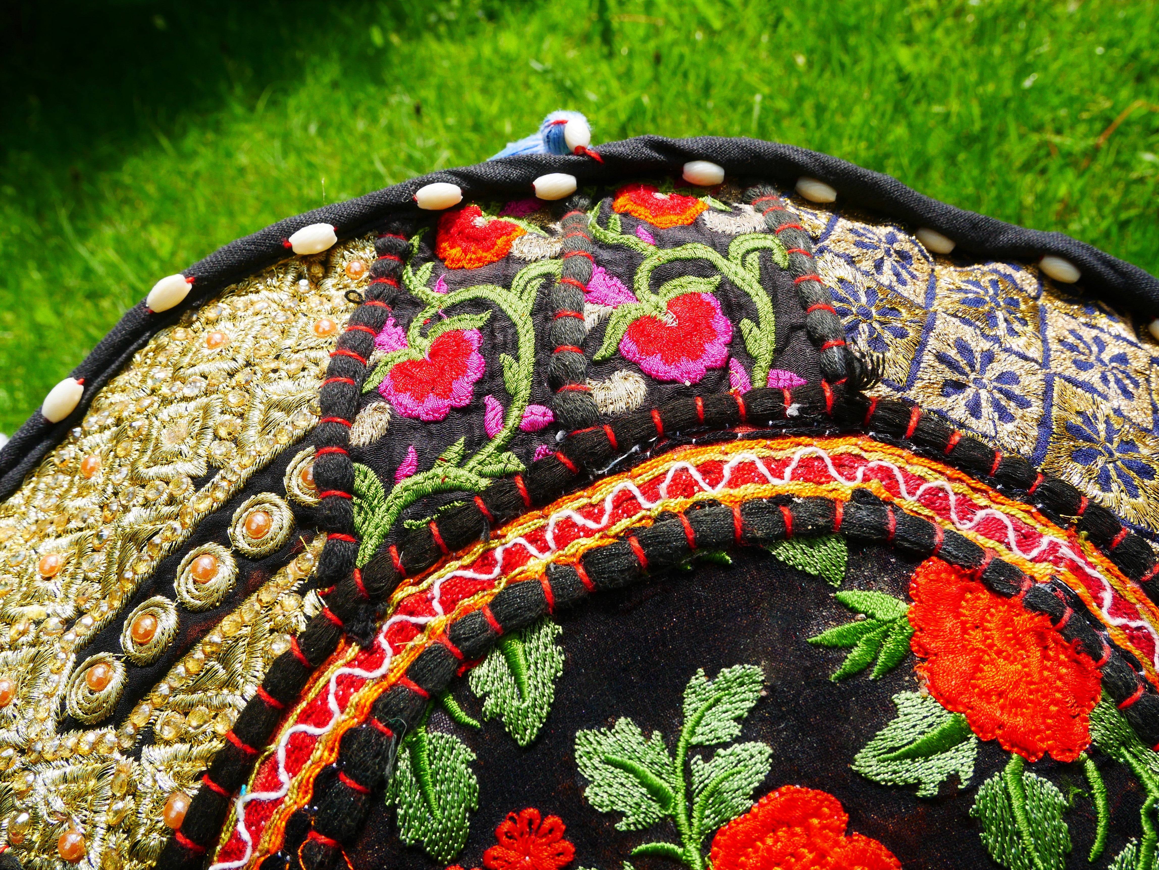 Boho floor pillow - Meditation cushion cover - Indian floor seating patchwork pillow