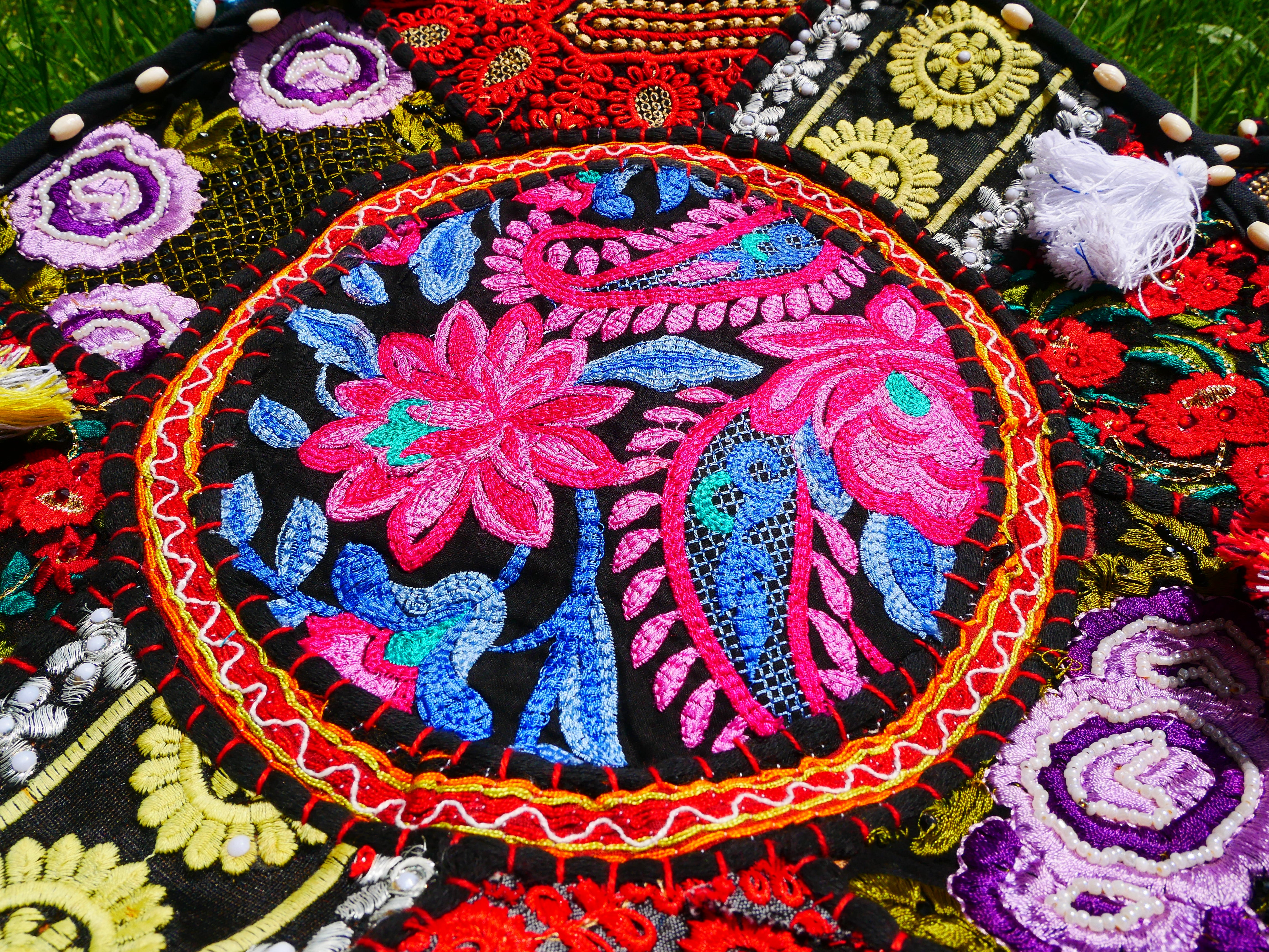 Boho floor pillow - Meditation cushion cover - Indian floor seating patchwork pillow