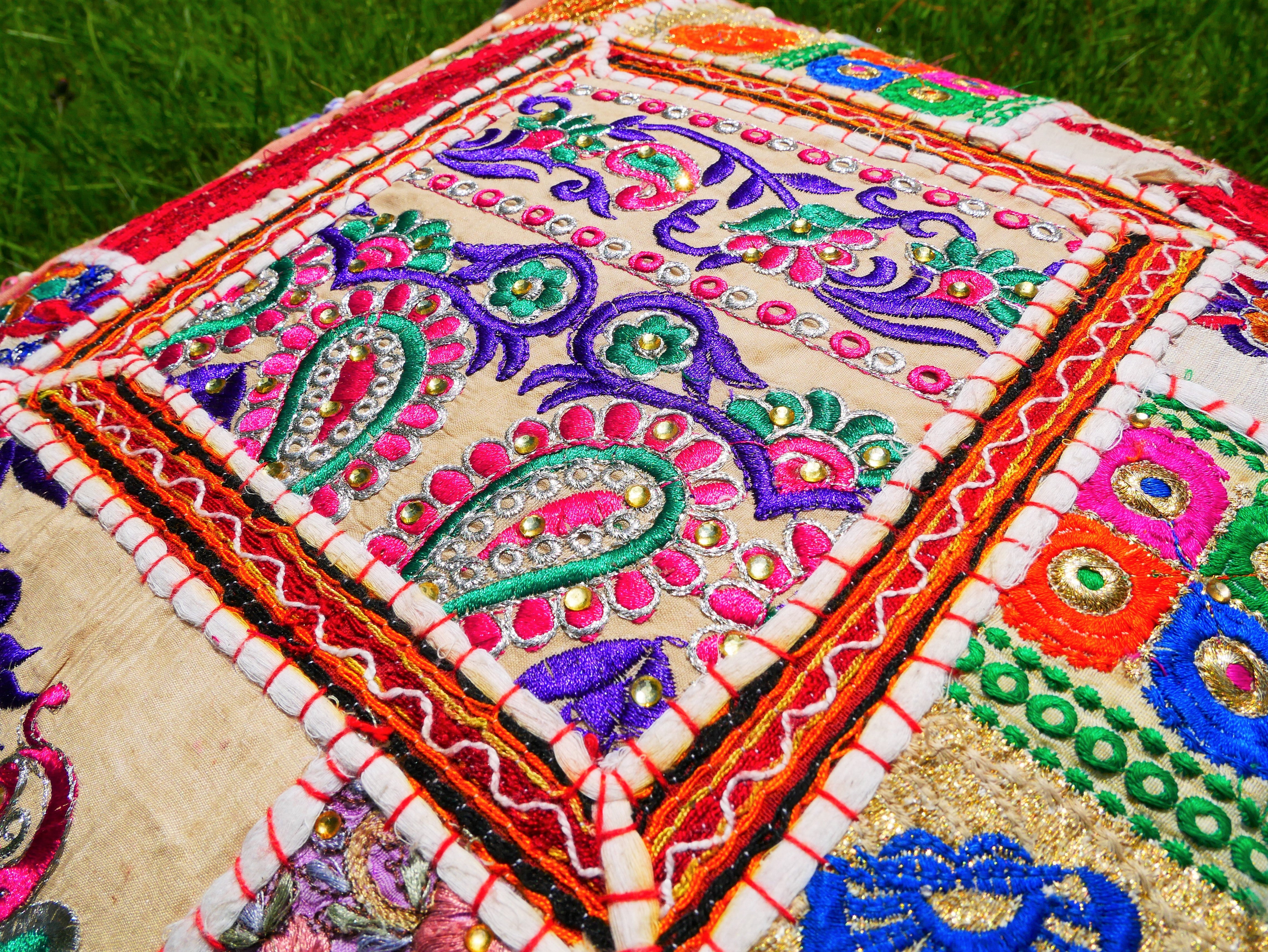 Rajastani floor pillow cover only 16" | meditation cushion - decor pillow for Indian bohemian floor seating - The Shanti Home