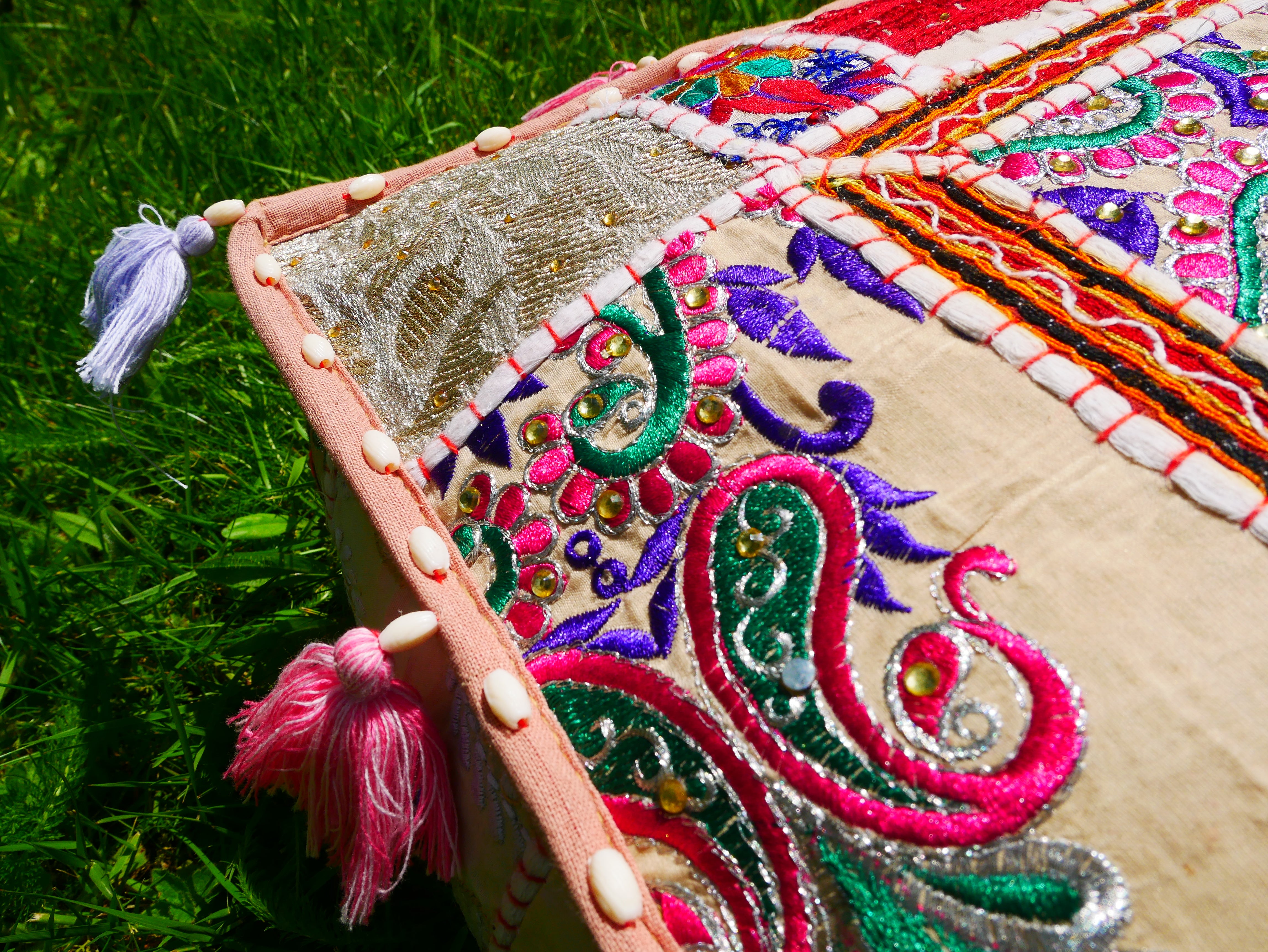Rajastani floor pillow cover only 16" | meditation cushion - decor pillow for Indian bohemian floor seating - The Shanti Home