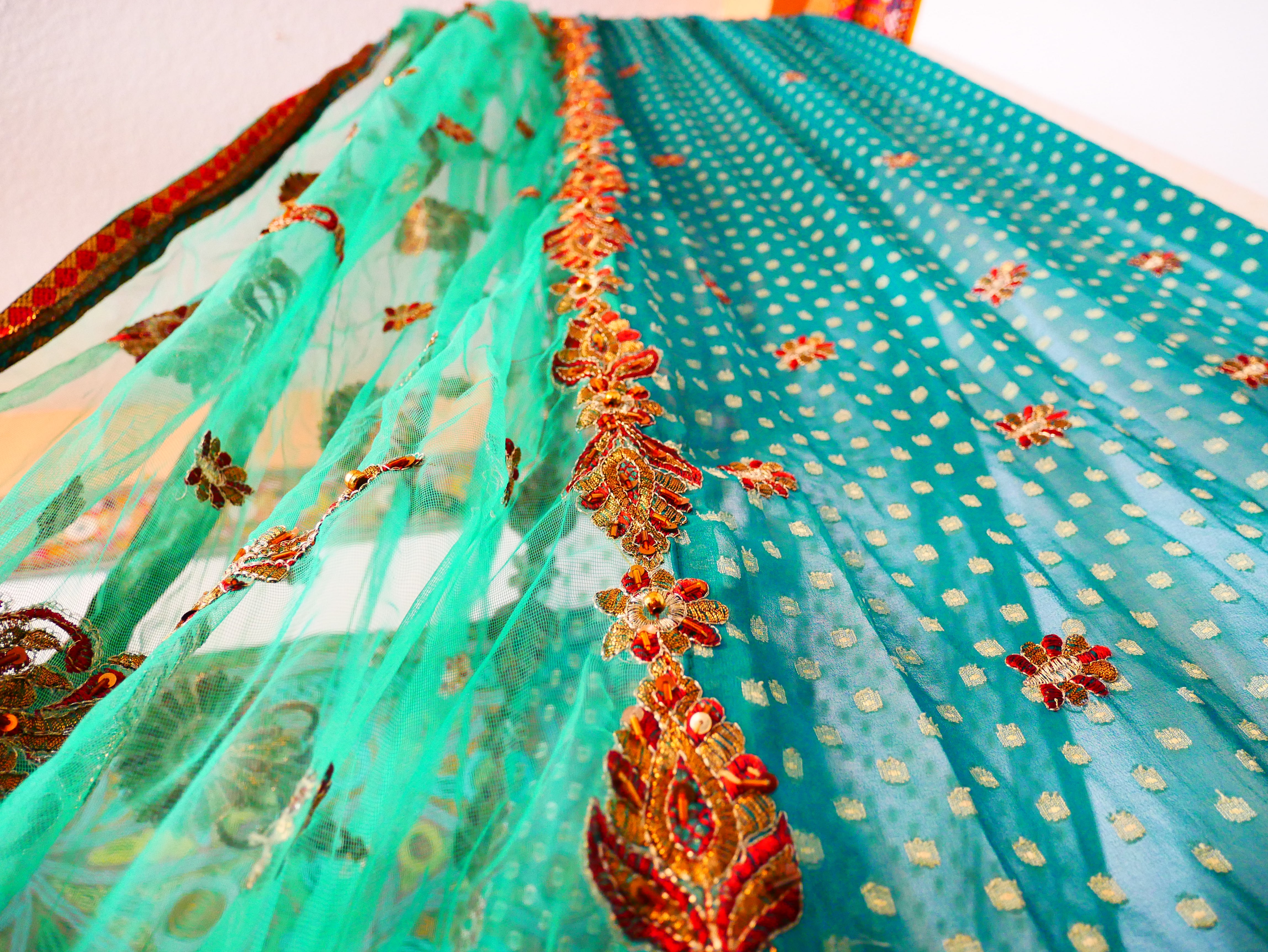 Baby Bed Canopy Kashmiri Crib Canopy Set Colorful Indian Saree Bed Curtain with Hand-Carved Walnut Curtain Rod Hippie Style Nursery Decor Baldachin - The Shanti Home