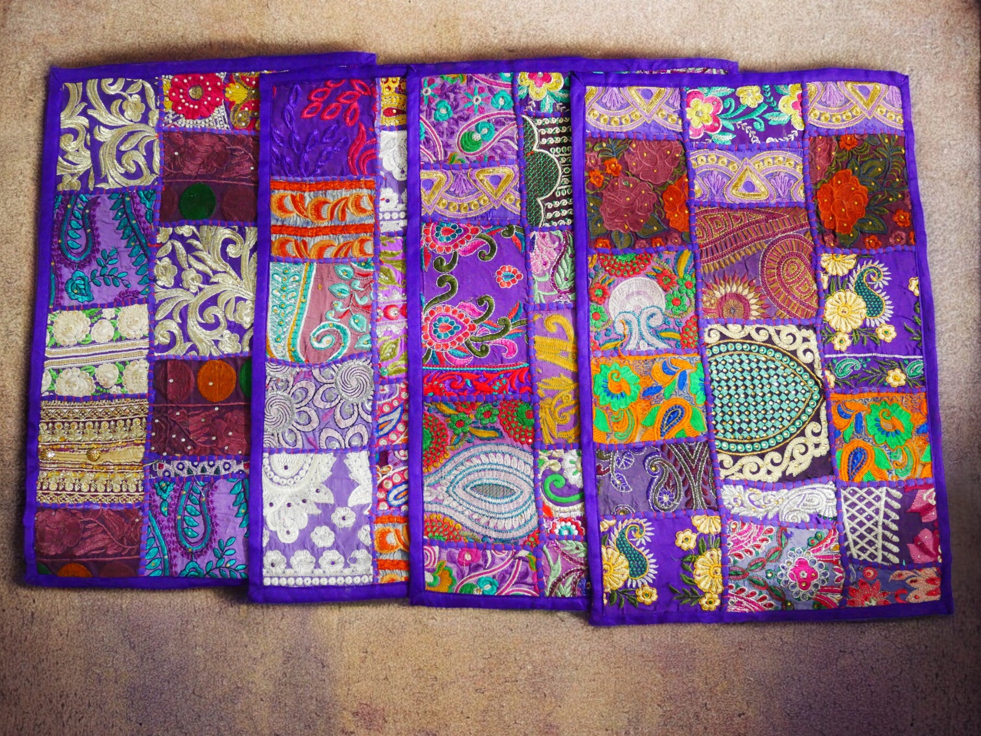 Purple throw pillow - Indian patchwork cushion cover hippie chic | colorful, decorative pillow case for bohemian decor | patchwork pillow hippie cushion COVER - The Shanti Home