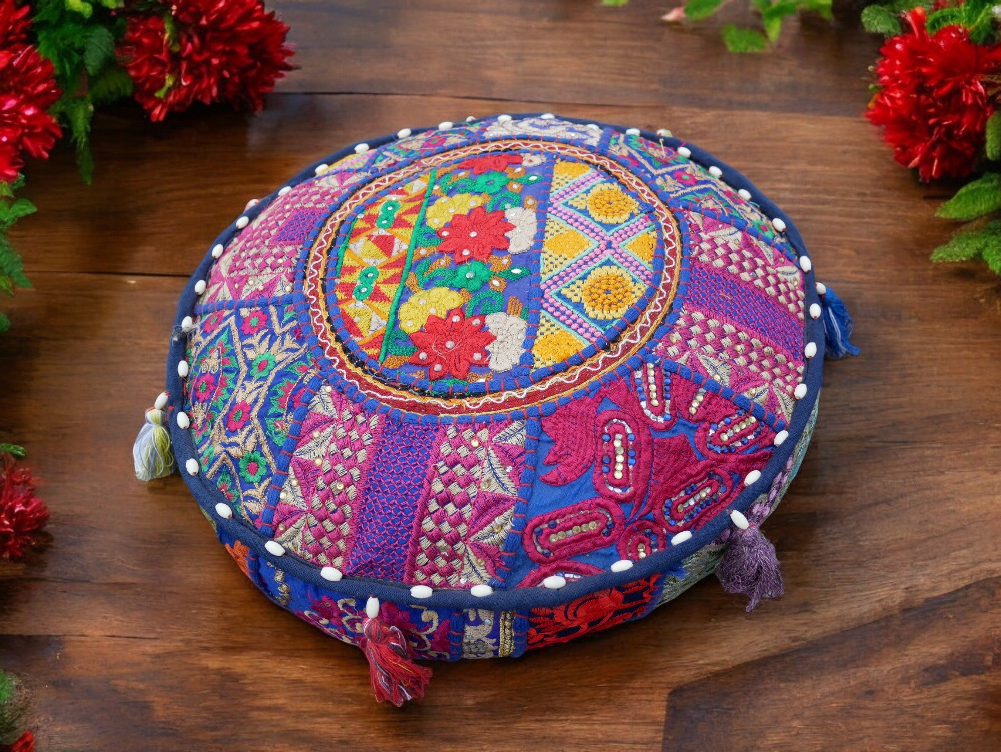 Cojín de meditación de 16" – almohada decorativa para asientos de suelo indios bohemios