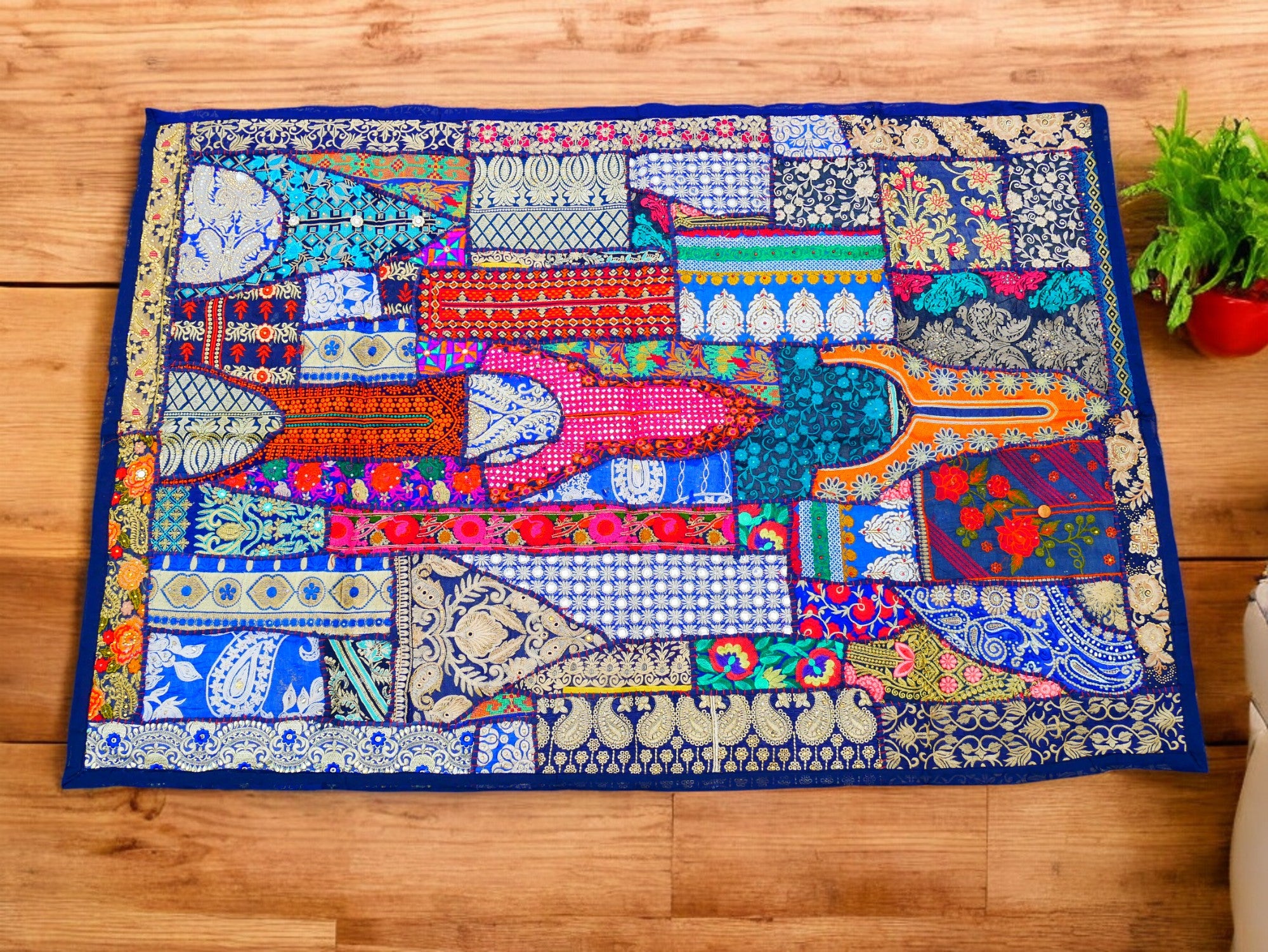 Boho blue wall tapestry - Indian wall hanging - bohemian hippie wall decor