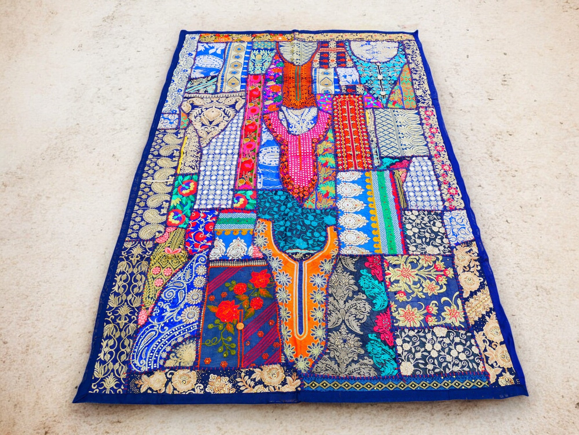 Boho blue wall tapestry - Indian wall hanging - bohemian hippie wall decor