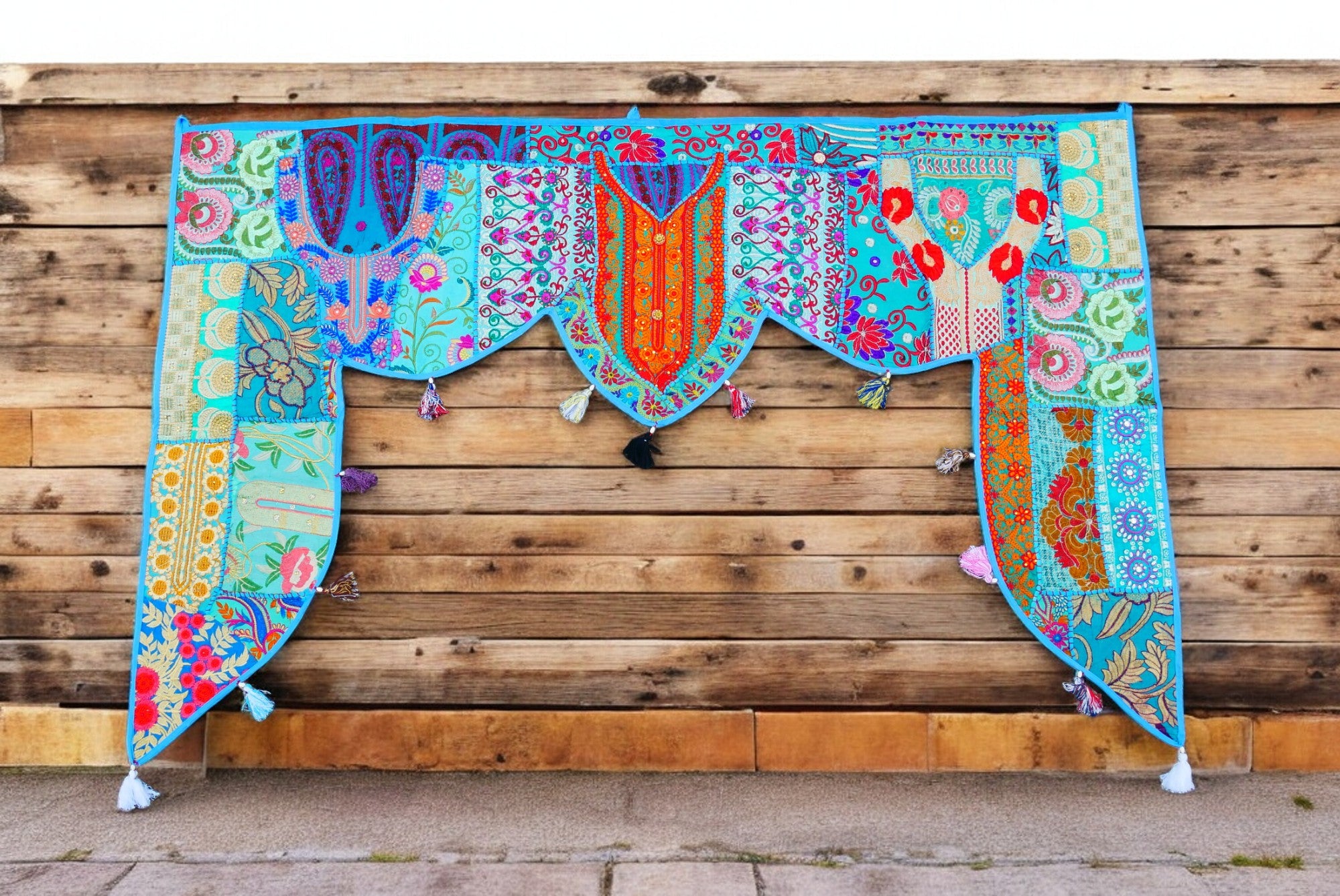 Indian door hanging - Toran - blue wall tapestry for bohemian wall decor and hippie homes - The Shanti Home