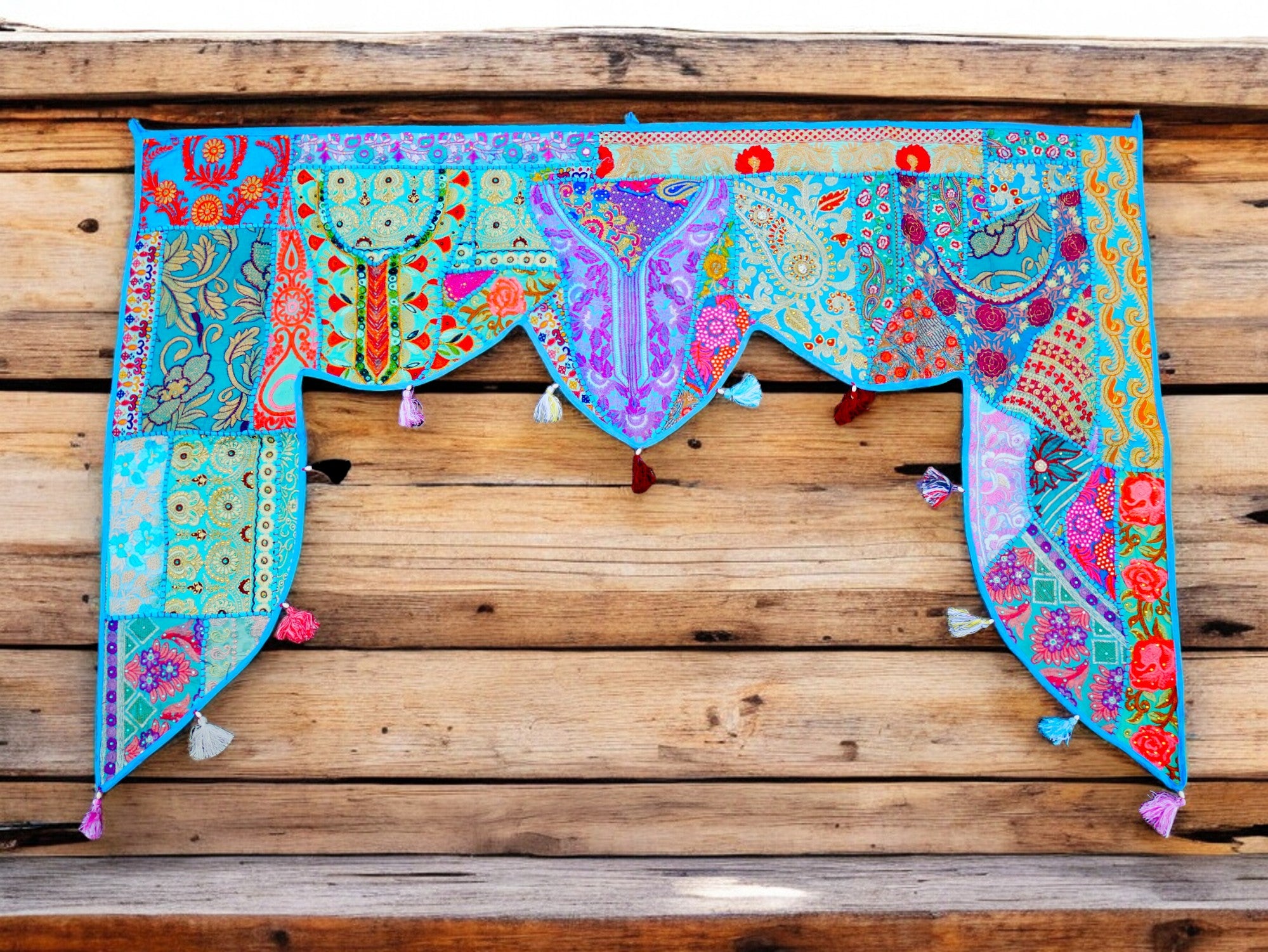 Indian door hanging - Toran - blue wall tapestry for bohemian wall decor and hippie homes - The Shanti Home