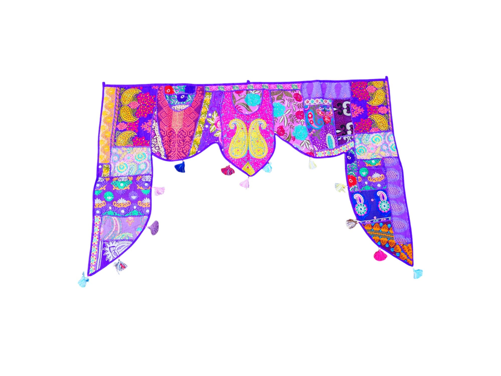 Colgadura de puerta india - Toran - tapiz de pared púrpura para decoración de pared bohemia y hogares hippies