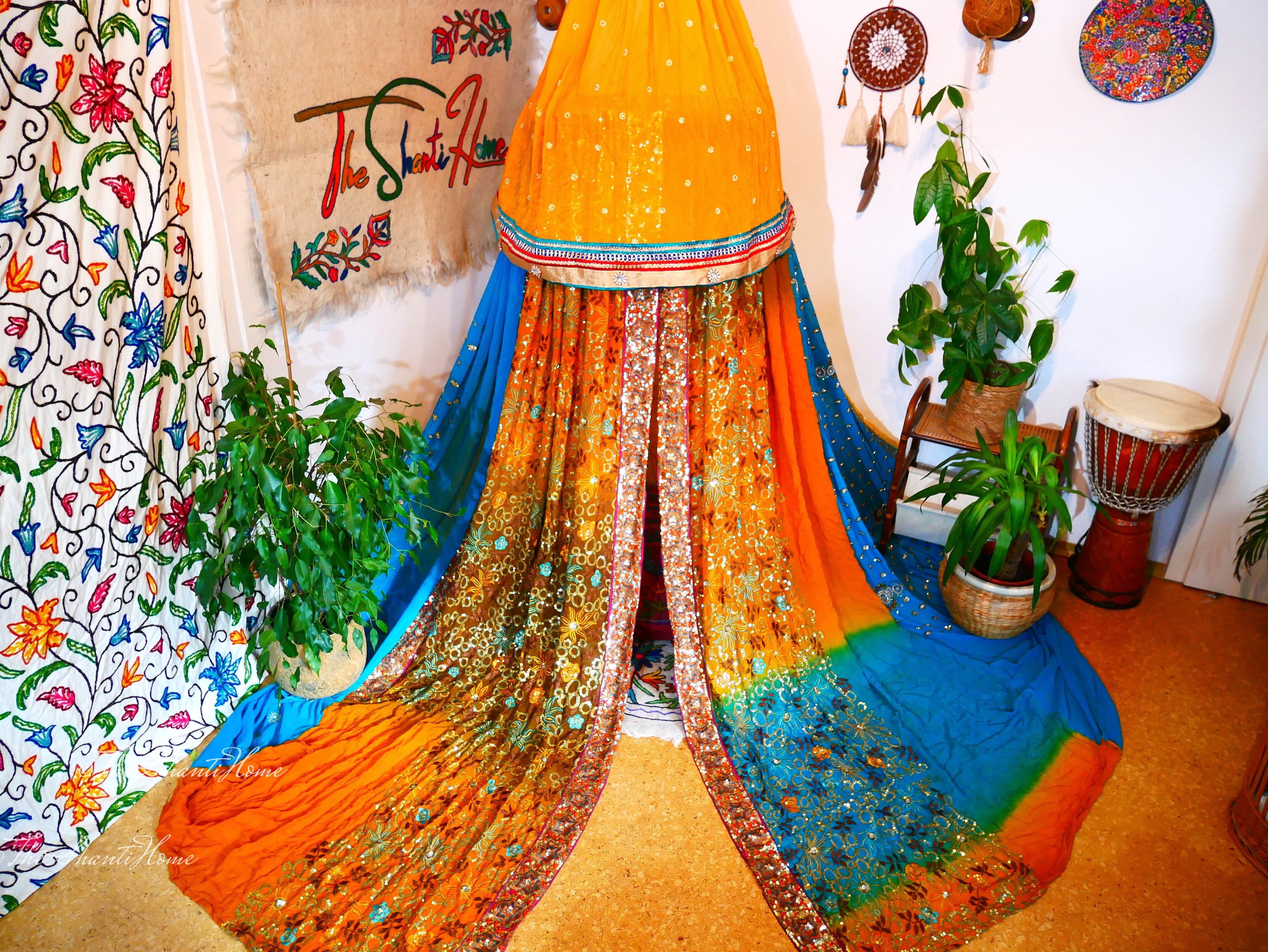 Boho canopy - Wedding Saree tent - bed canopy | hippie decor - Shanti baldachin - The Shanti Home