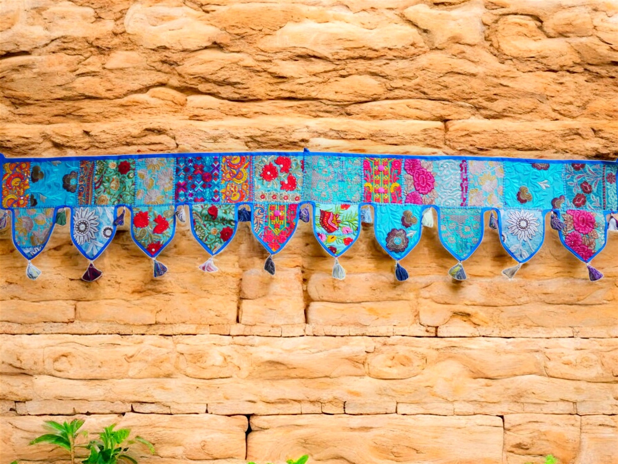 Cenefa de ventana india Toran extragrande de 1,98 m - Adorno para puerta - Decoración de pared hippie