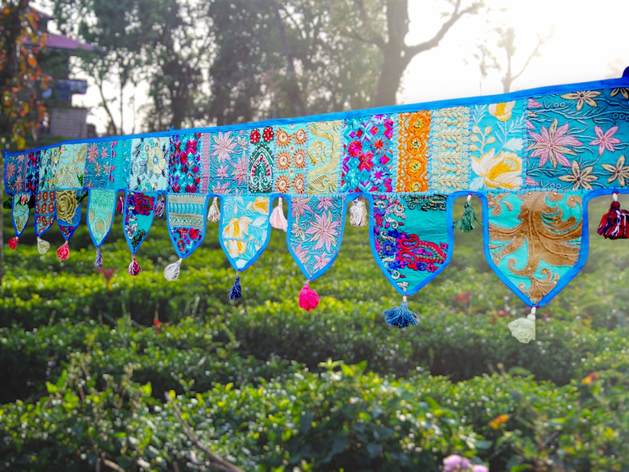 Cenefa de ventana india Toran extragrande de 1,98 m - Adorno para puerta - Decoración de pared hippie