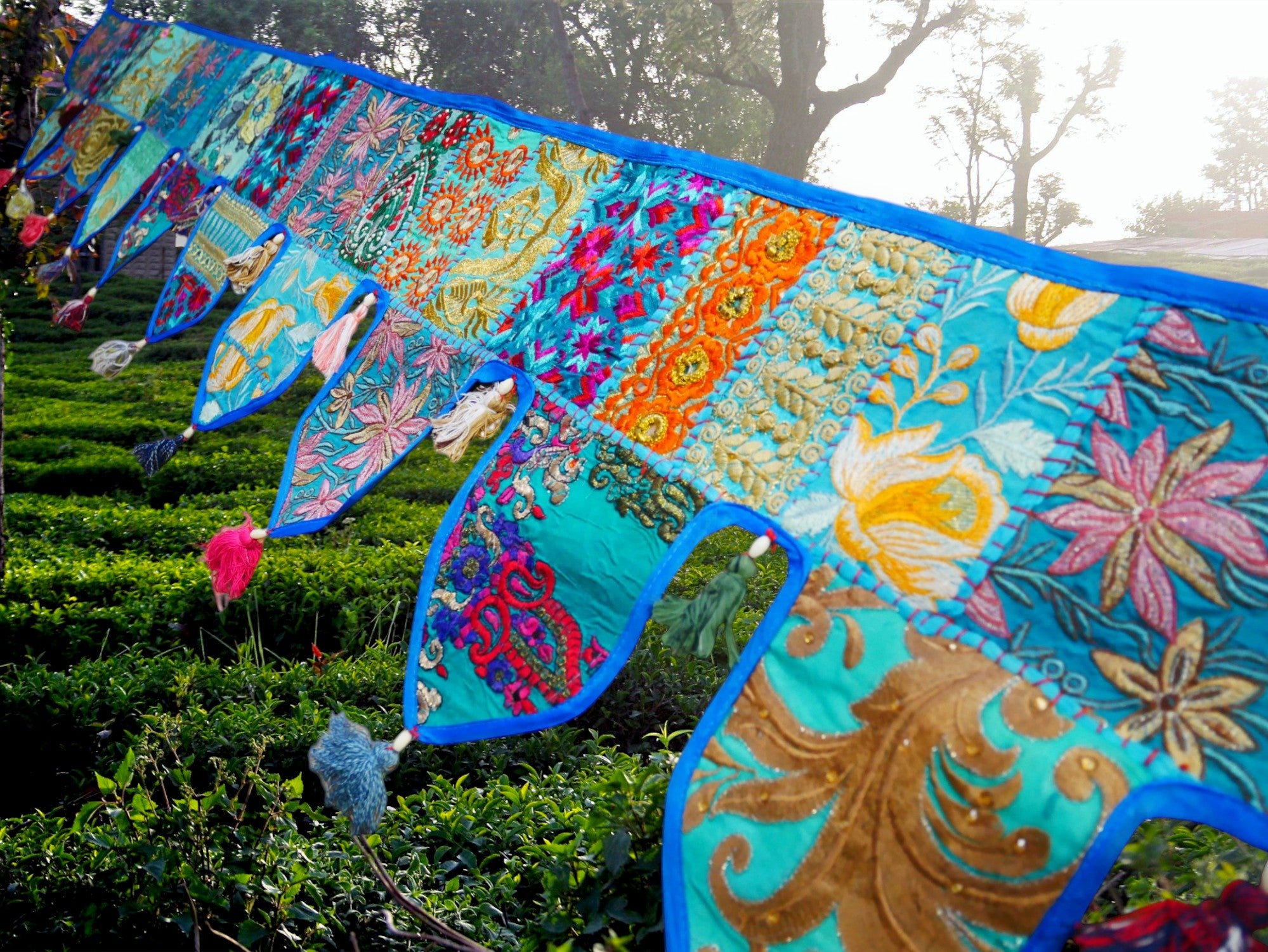 Cenefa de ventana india Toran extragrande de 1,98 m - Adorno para puerta - Decoración de pared hippie