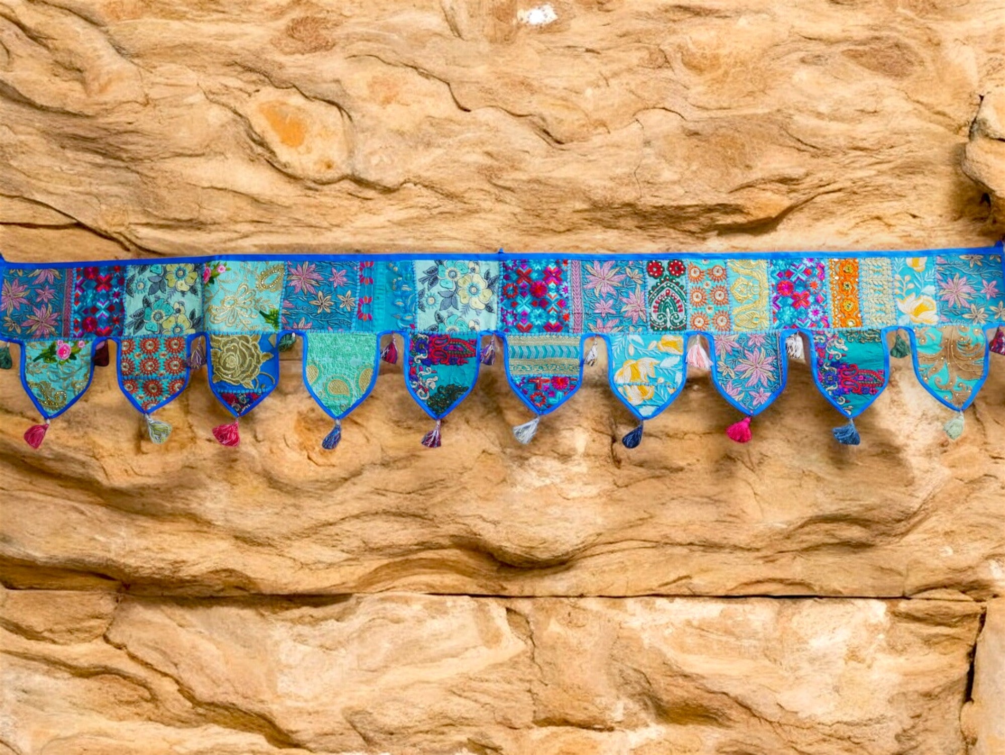 Cenefa de ventana india Toran extragrande de 1,98 m - Adorno para puerta - Decoración de pared hippie