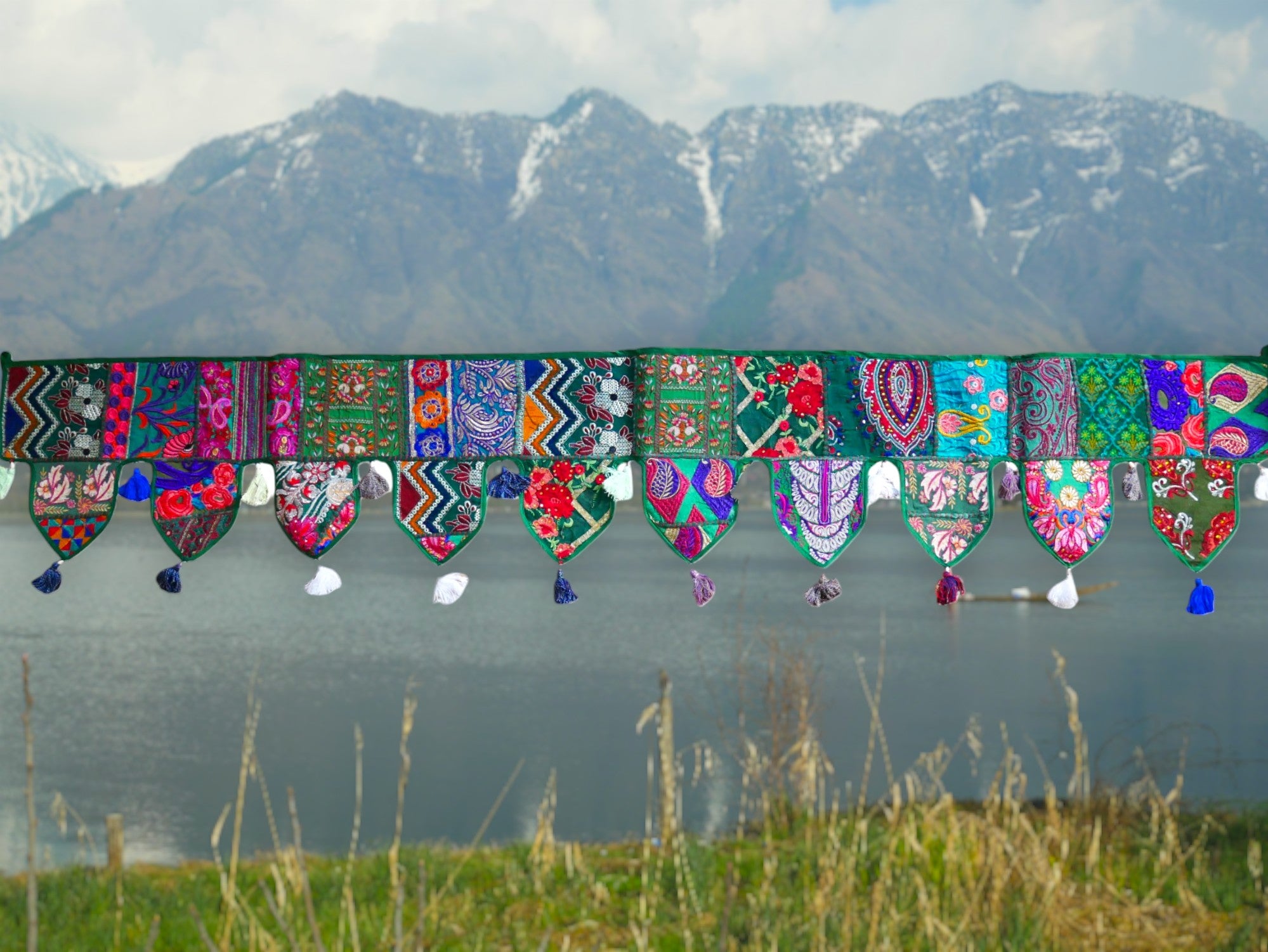 Cenefa de ventana india Toran extragrande de 1,98 m - Adorno para puerta - Decoración de pared hippie