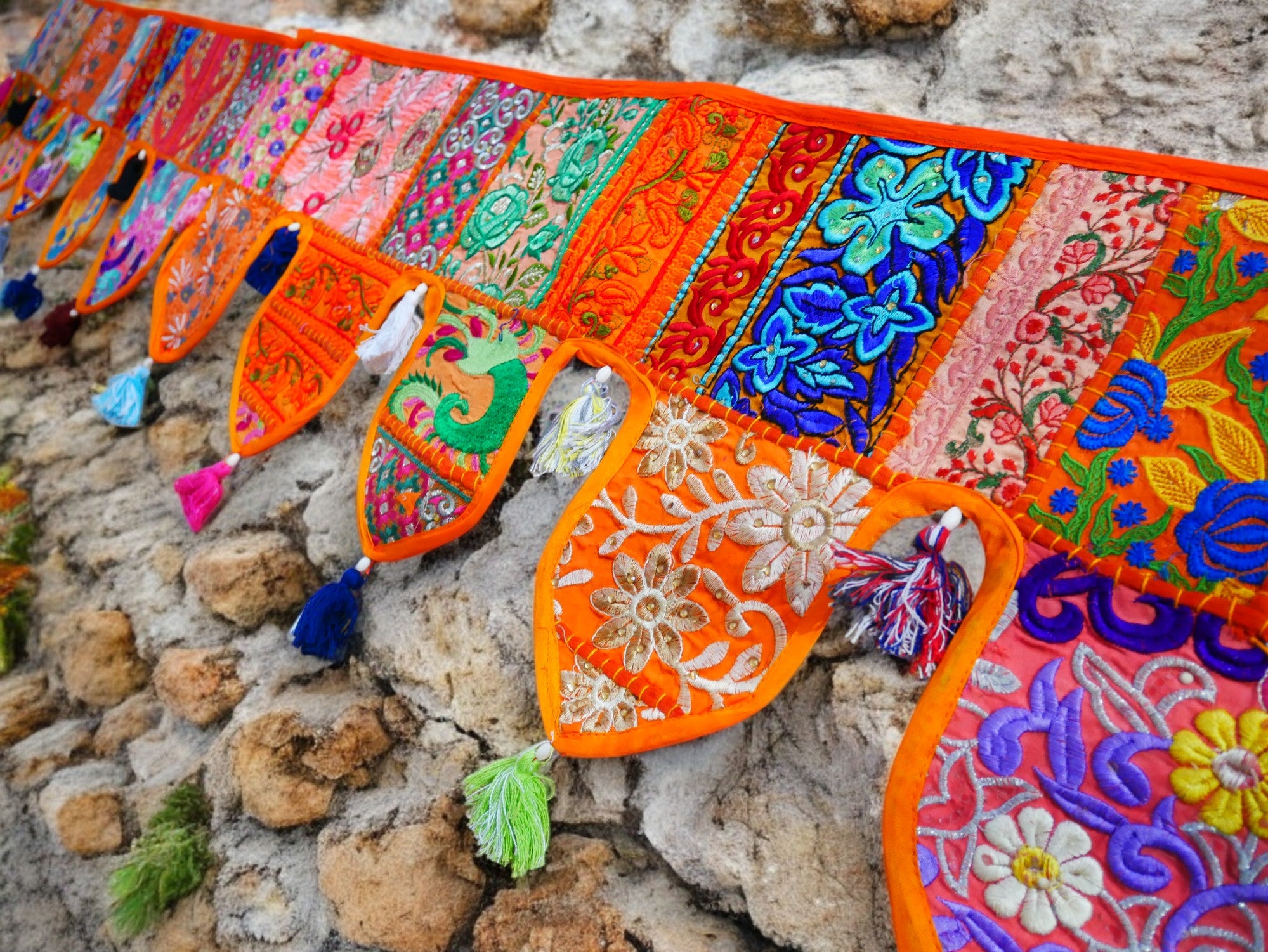 Cenefa de ventana india Toran extragrande de 1,98 m - Adorno para puerta - Decoración de pared hippie