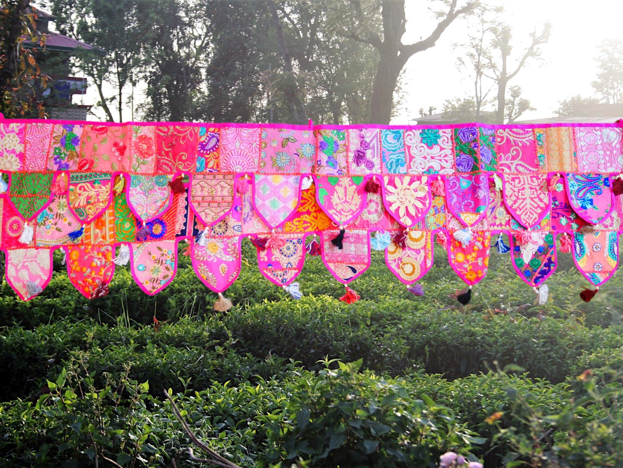 Cenefa de ventana india Toran extragrande de 1,98 m - Adorno para puerta - Decoración de pared hippie