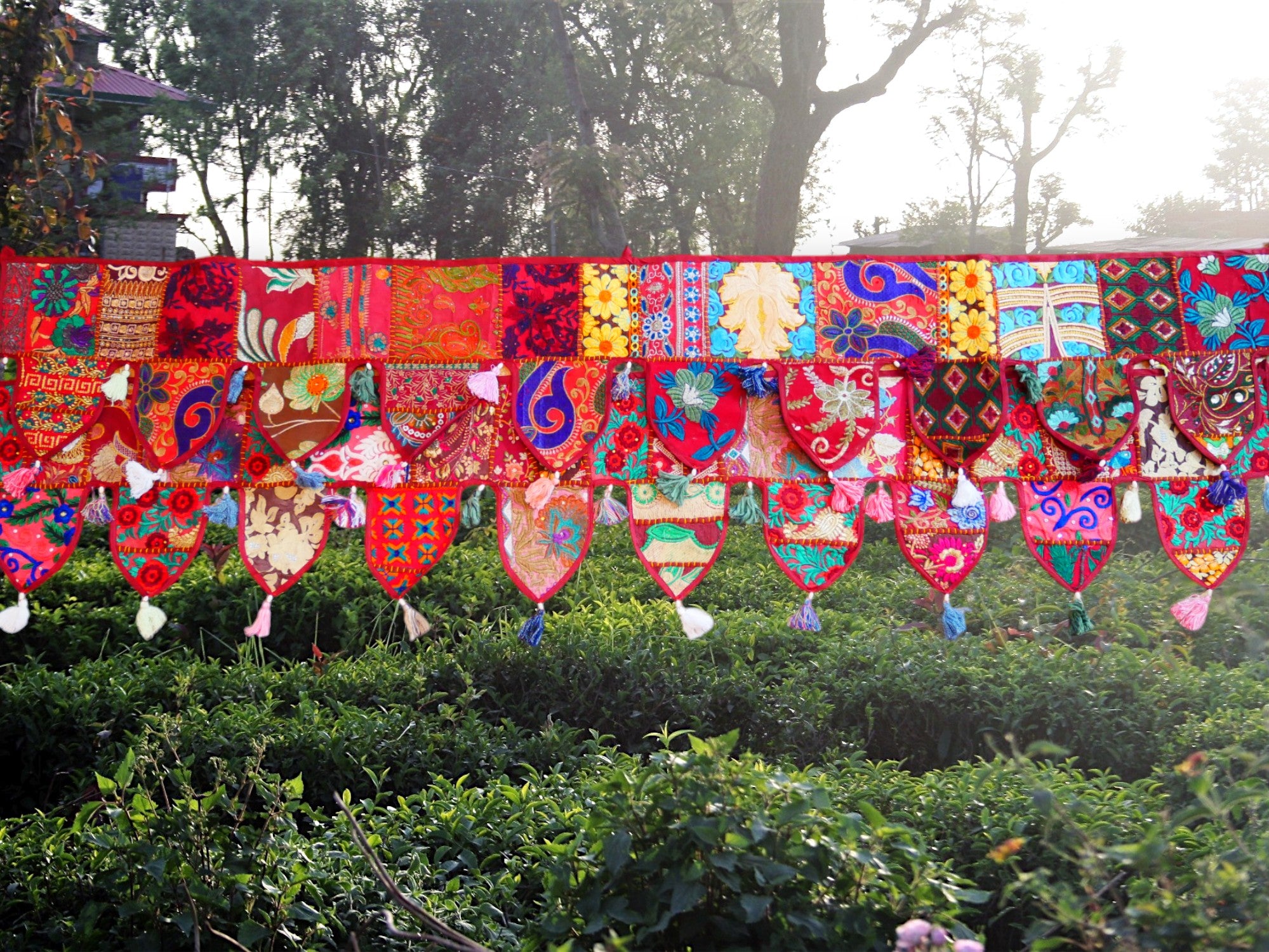 Cenefa de ventana india Toran extragrande de 1,98 m - Adorno para puerta - Decoración de pared hippie