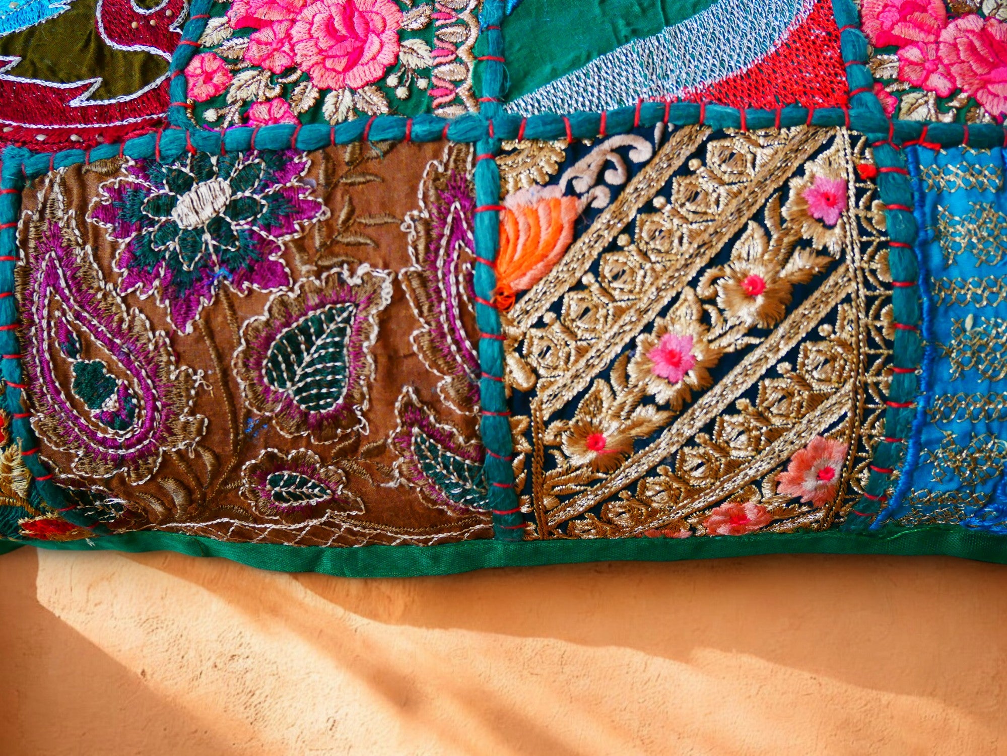 Colorful throw pillow - Indian patchwork cushion cover hippie chic | colorful, decorative pillow case for bohemian decor | patchwork pillow hippie cushion COVER