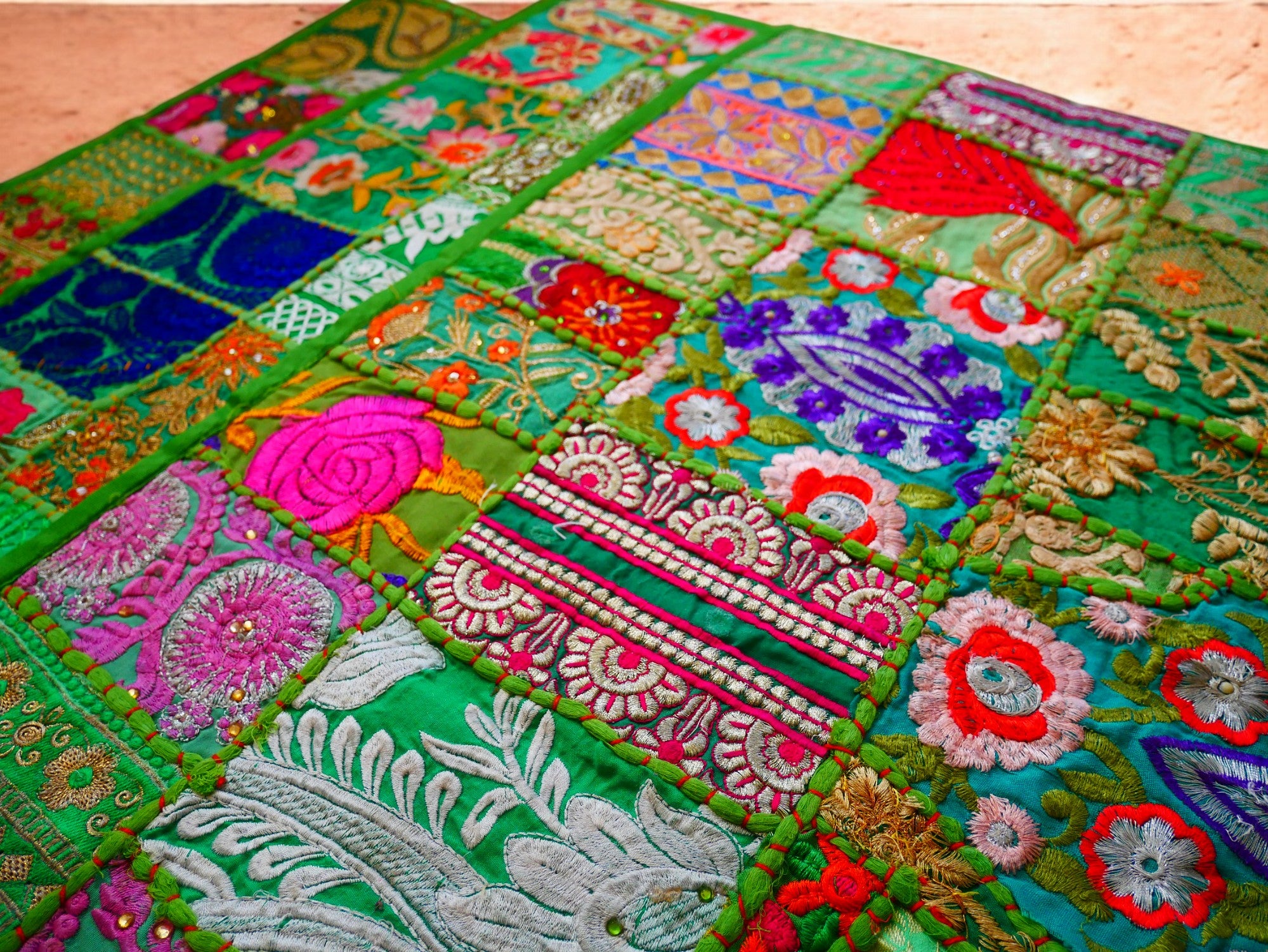 Colorful throw pillow - Indian patchwork cushion cover hippie chic | colorful, decorative pillow case for bohemian decor | patchwork pillow hippie cushion COVER