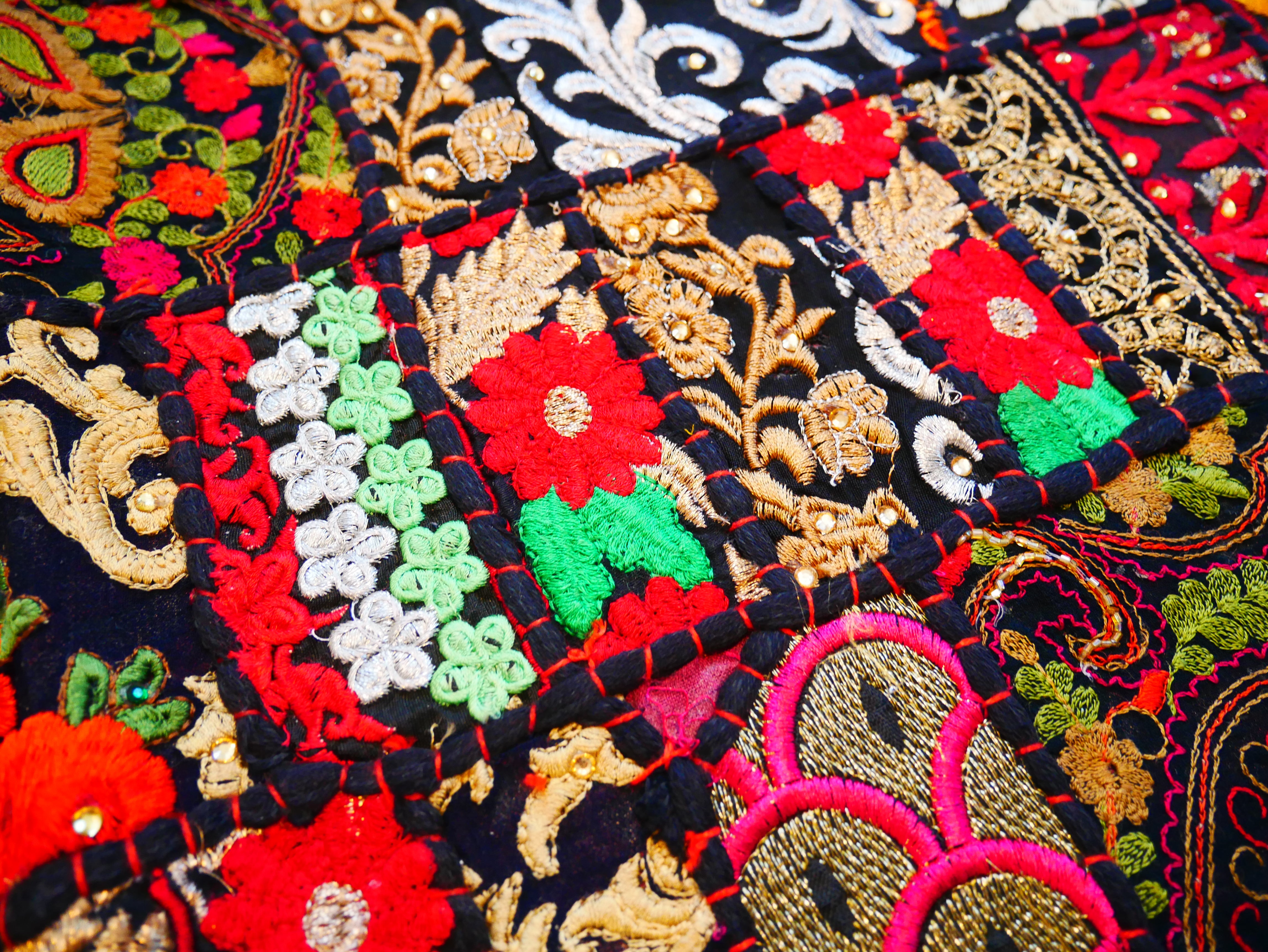 Boho wall hanging - Colorful tapestry - table runner vintage saree patchwork runner