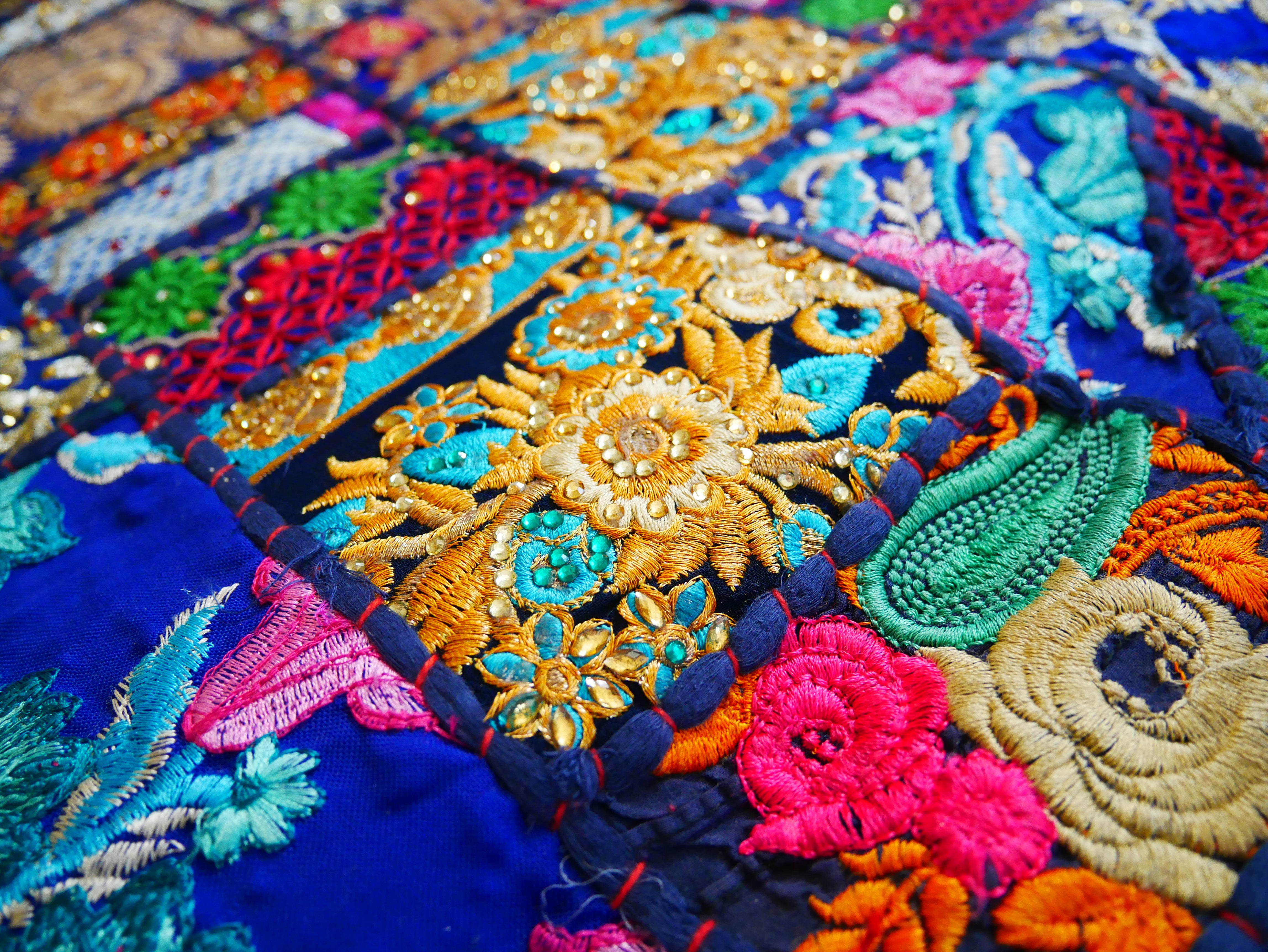 Boho wall hanging - Colorful tapestry - table runner vintage saree patchwork runner
