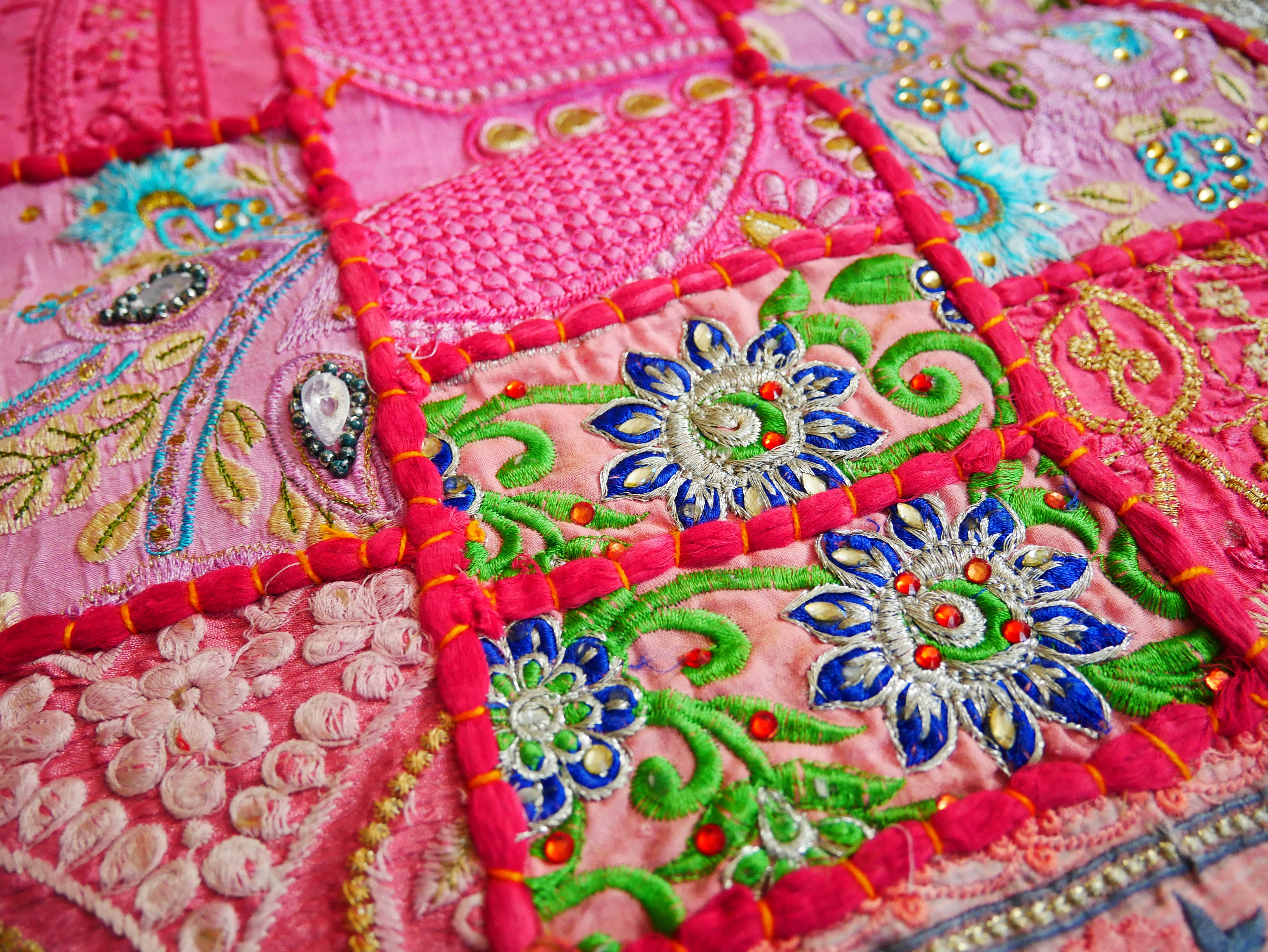 Boho wall hanging - Colorful tapestry - table runner vintage saree patchwork runner