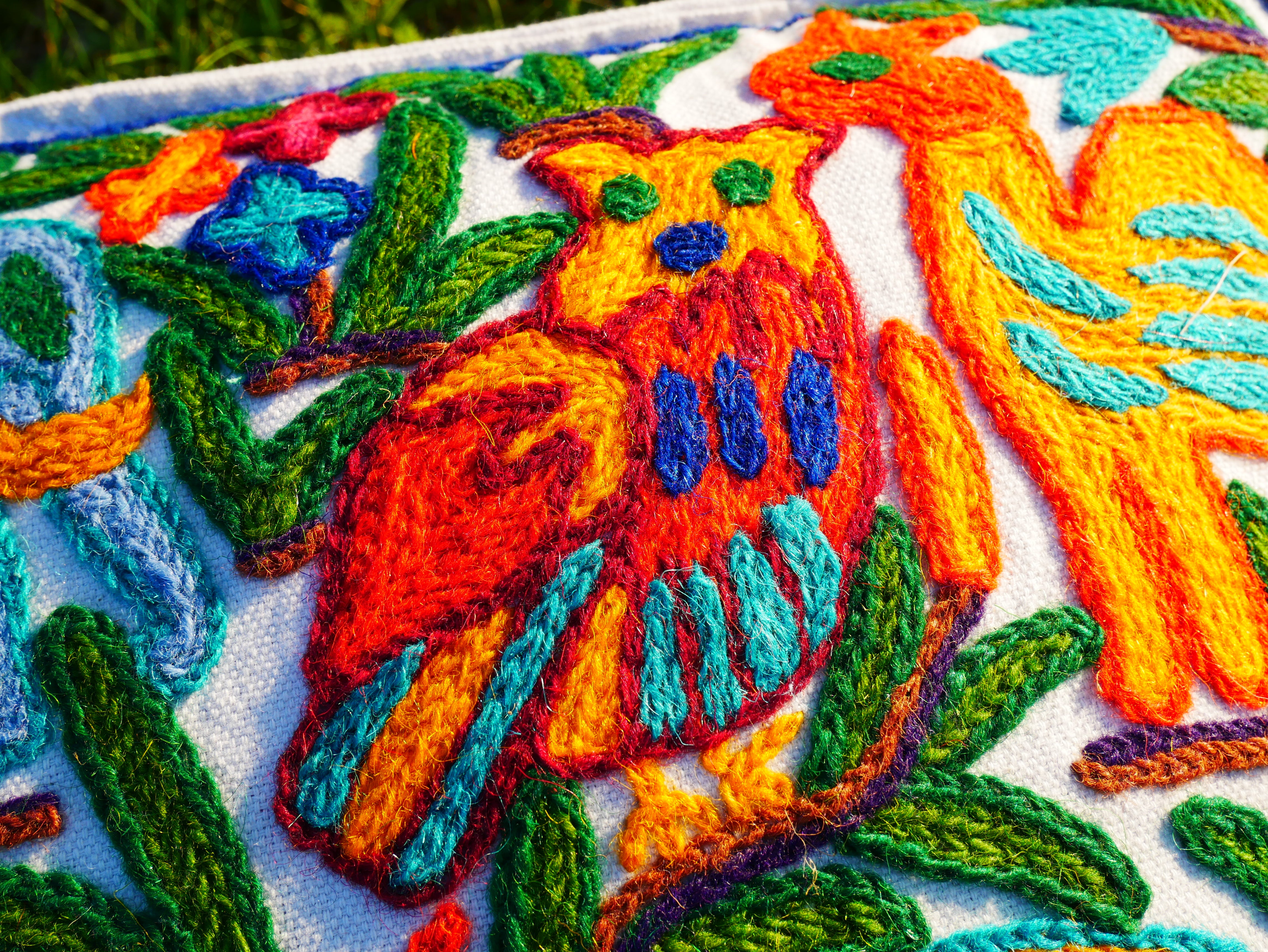 Hand Embroidered Kashmiri Floor Pillow Cover – Boho Jungle Meditation Cushion, Hippie Home Decor (Cover Only)