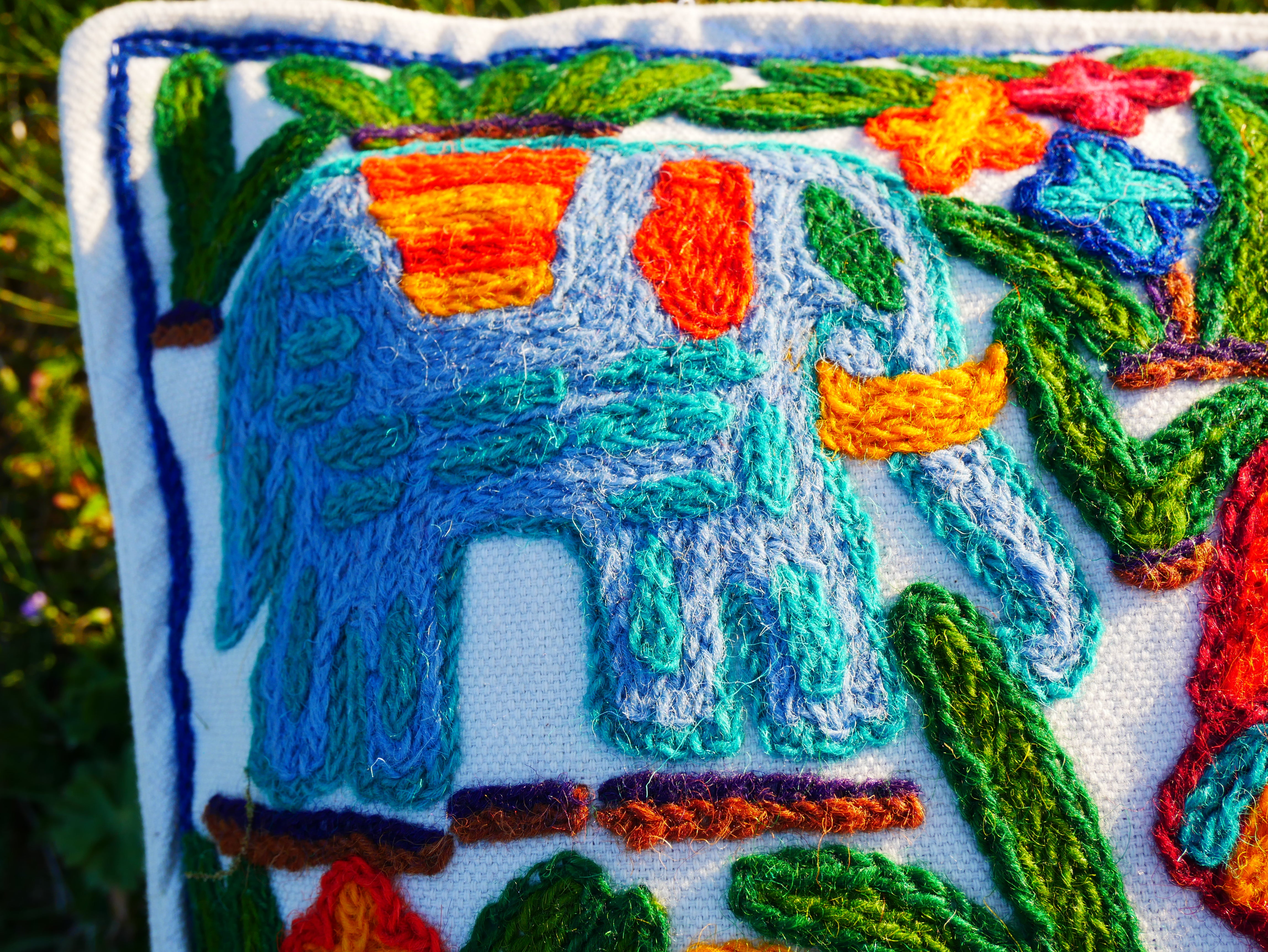 Hand Embroidered Kashmiri Floor Pillow Cover – Boho Jungle Meditation Cushion, Hippie Home Decor (Cover Only)