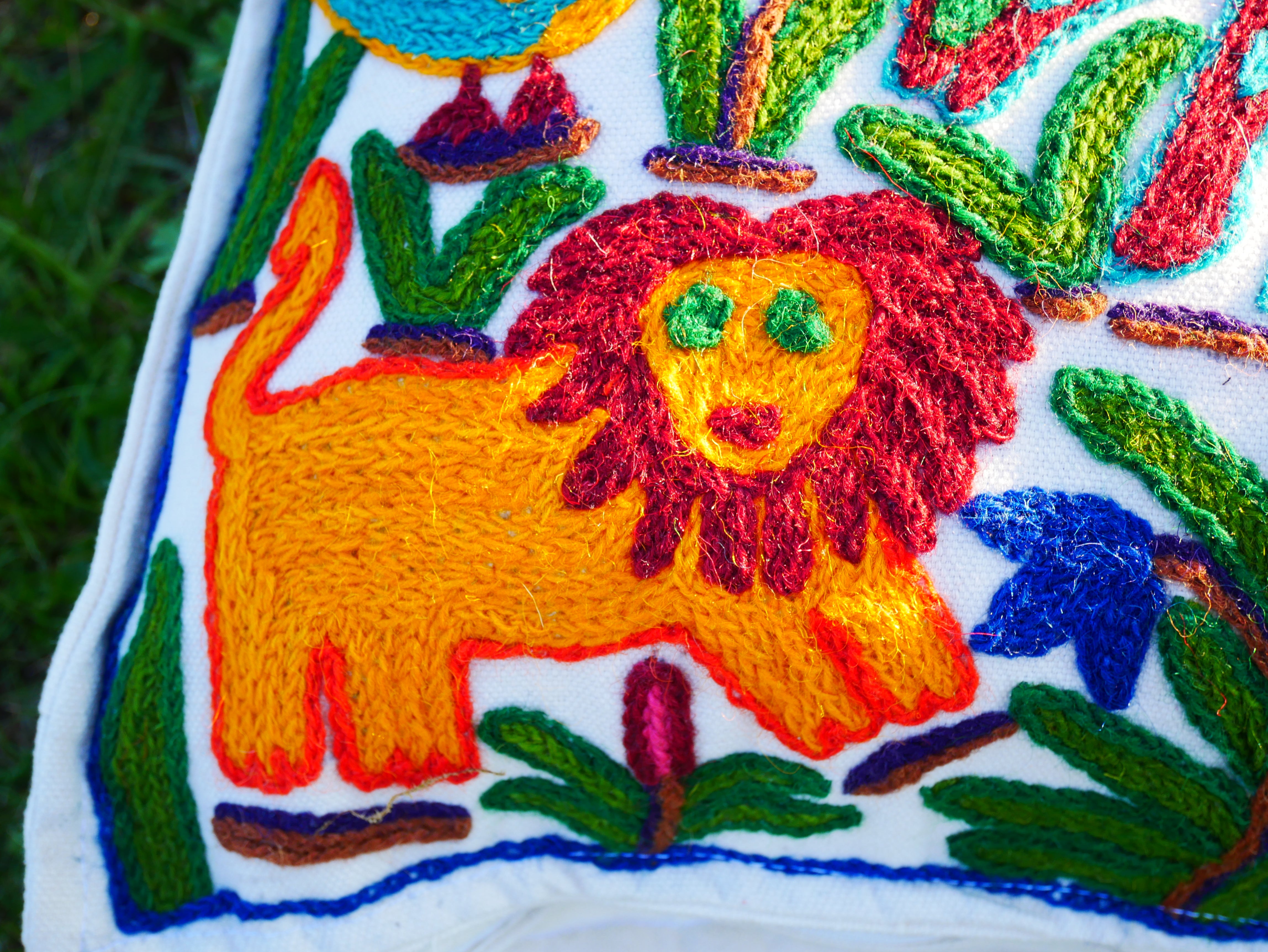 Hand Embroidered Kashmiri Floor Pillow Cover – Boho Jungle Meditation Cushion, Hippie Home Decor (Cover Only)