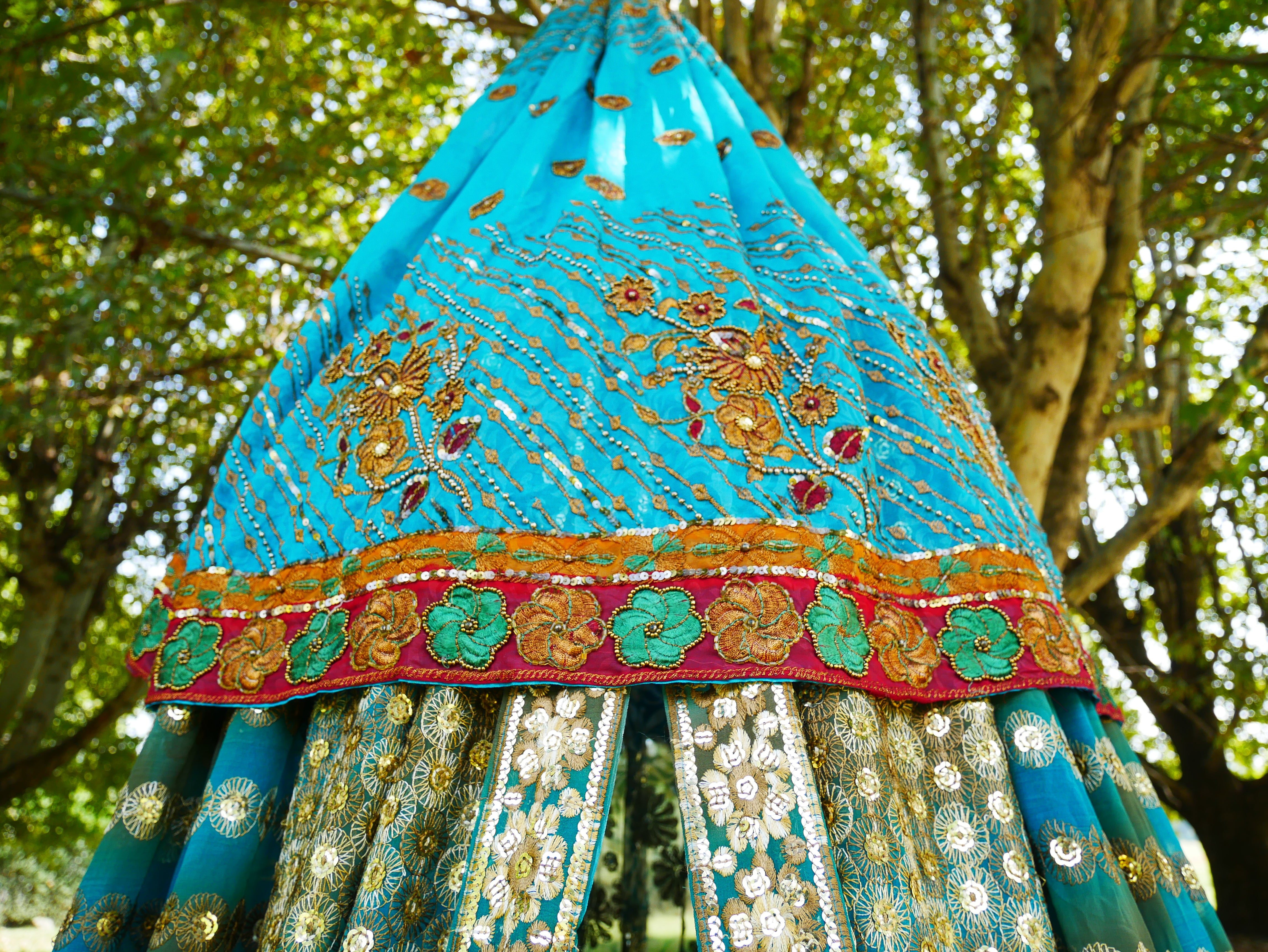 Dosel bohemio - Tienda de sari - Dosel de cama | Decoración hippie - Baldaquino Shanti para espacios de meditación o rincones de lectura