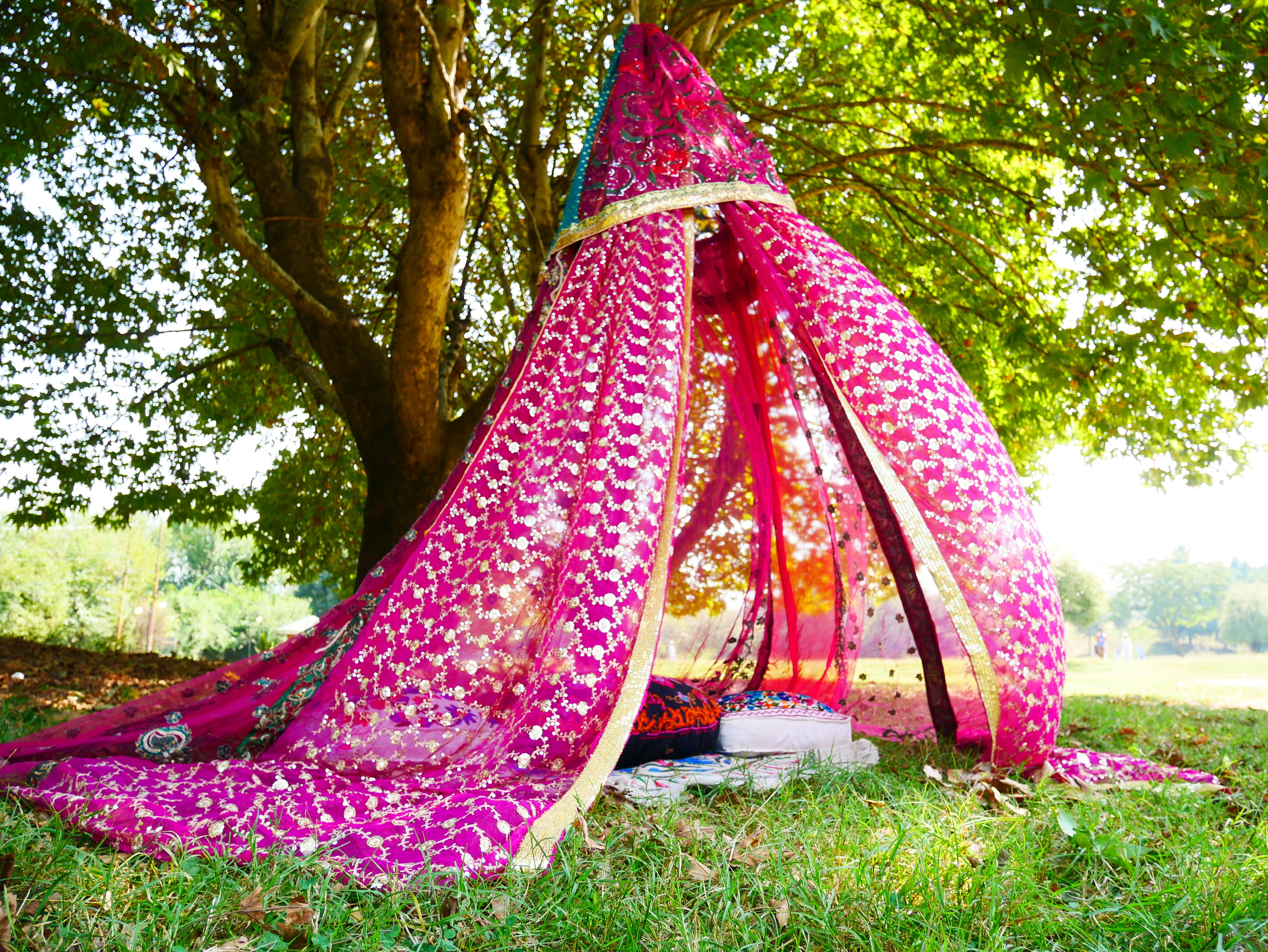 Saree canopy - indoor tent - bed canopy | bohemian wedding backdrop | Indian Hippie decor - floor seating area | meditation room - glamping
