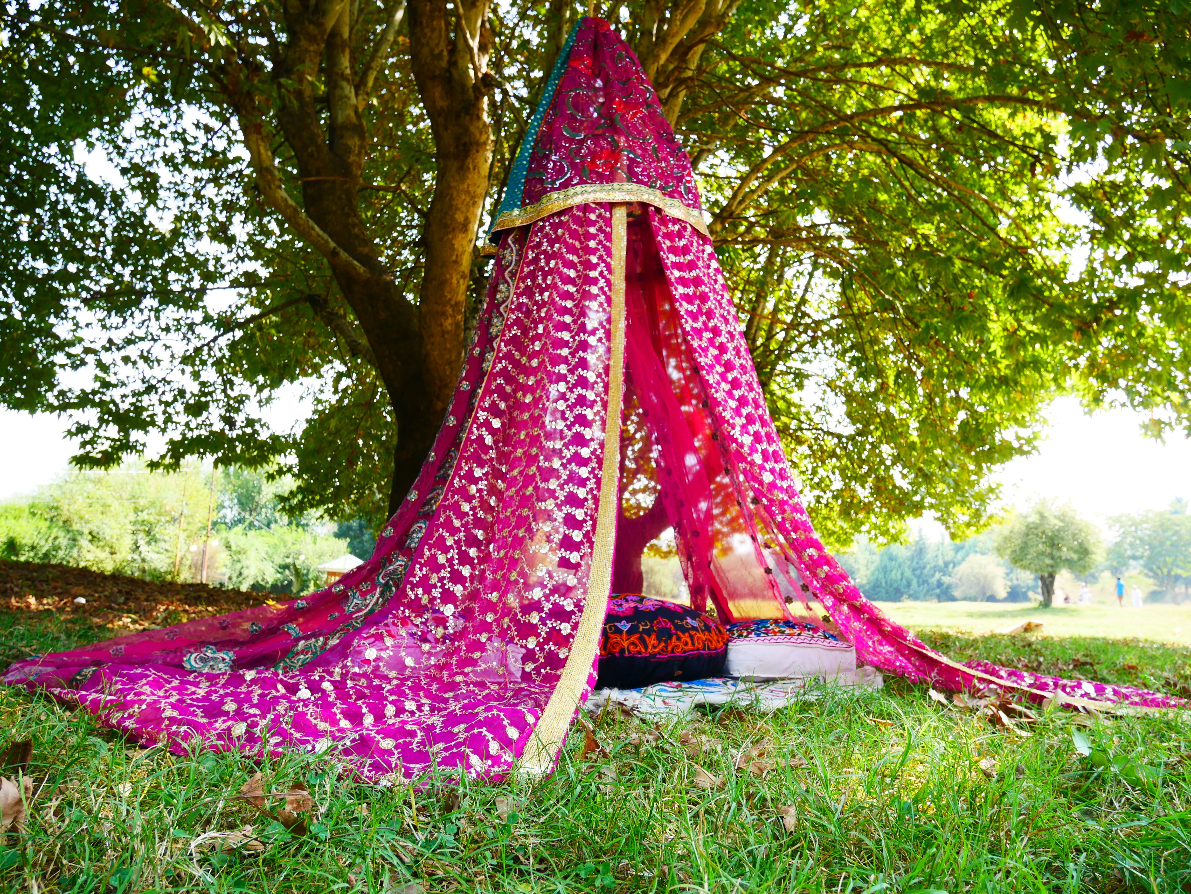 Saree canopy - indoor tent - bed canopy | bohemian wedding backdrop | Indian Hippie decor - floor seating area | meditation room - glamping