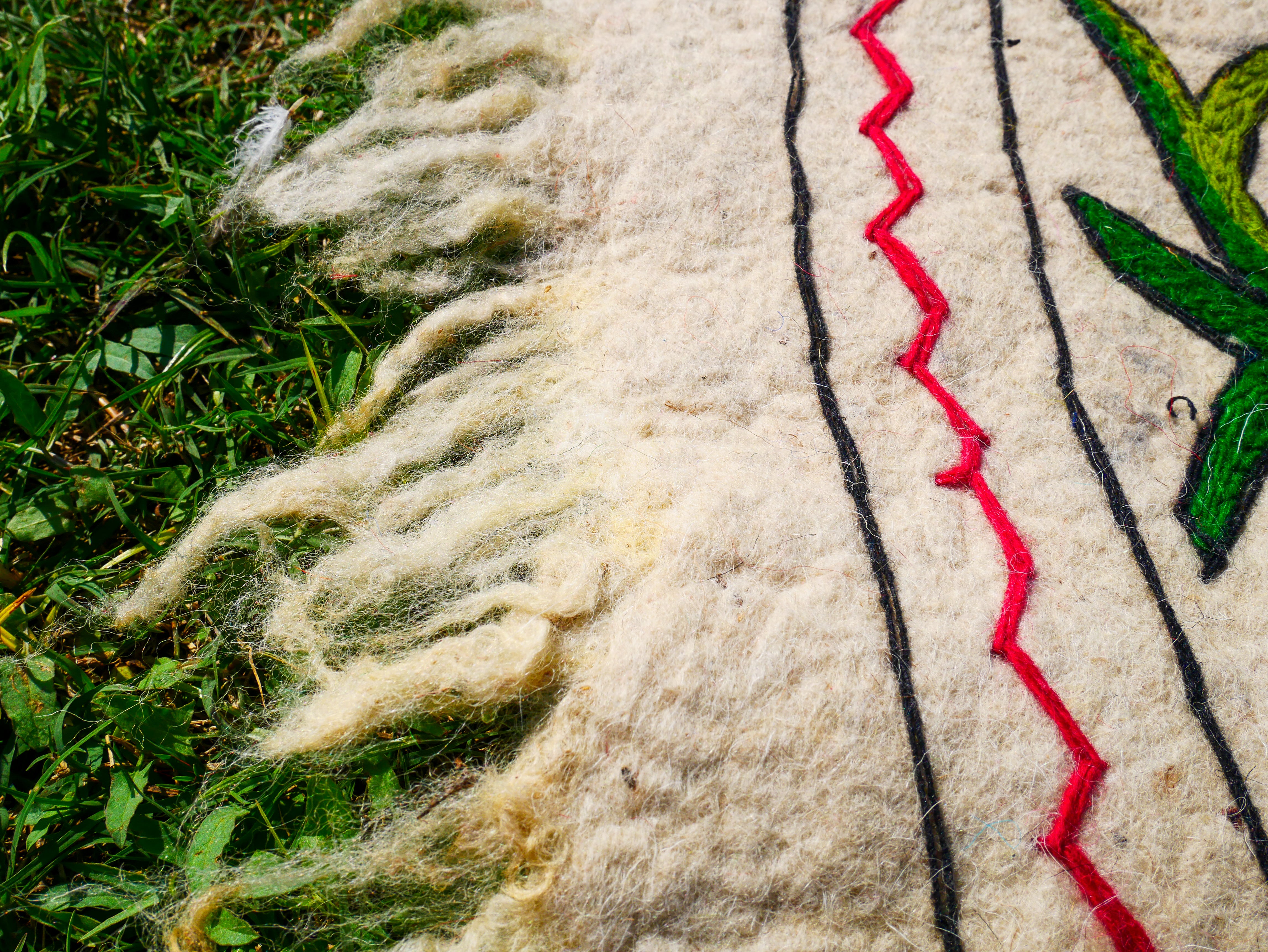 Alfombra Namda de Cachemira de 5 pies - Alfombra de lana Boho Jungle - Alfombra bohemia fieltrada y bordada a mano