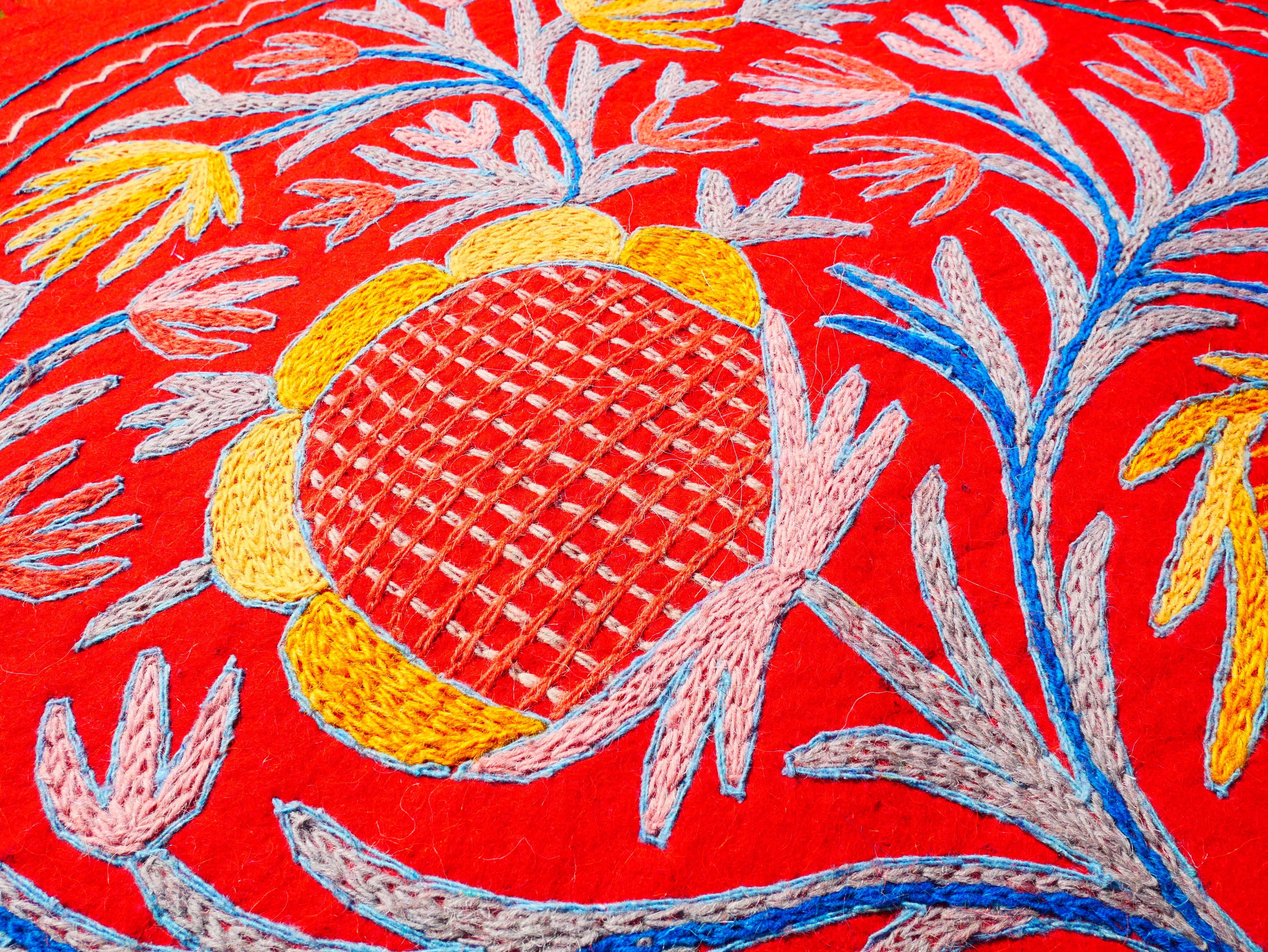 Alfombra Mandala de Cachemira de fieltro de lana de 90 cm para dormitorios boho o como alfombra de meditación/yoga