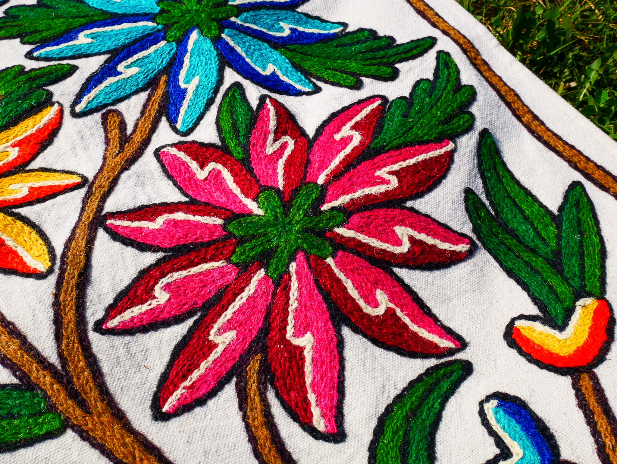 Boho table runner or wall hanging - Kashmiri Crewel embroidery - hand embroidered table decor