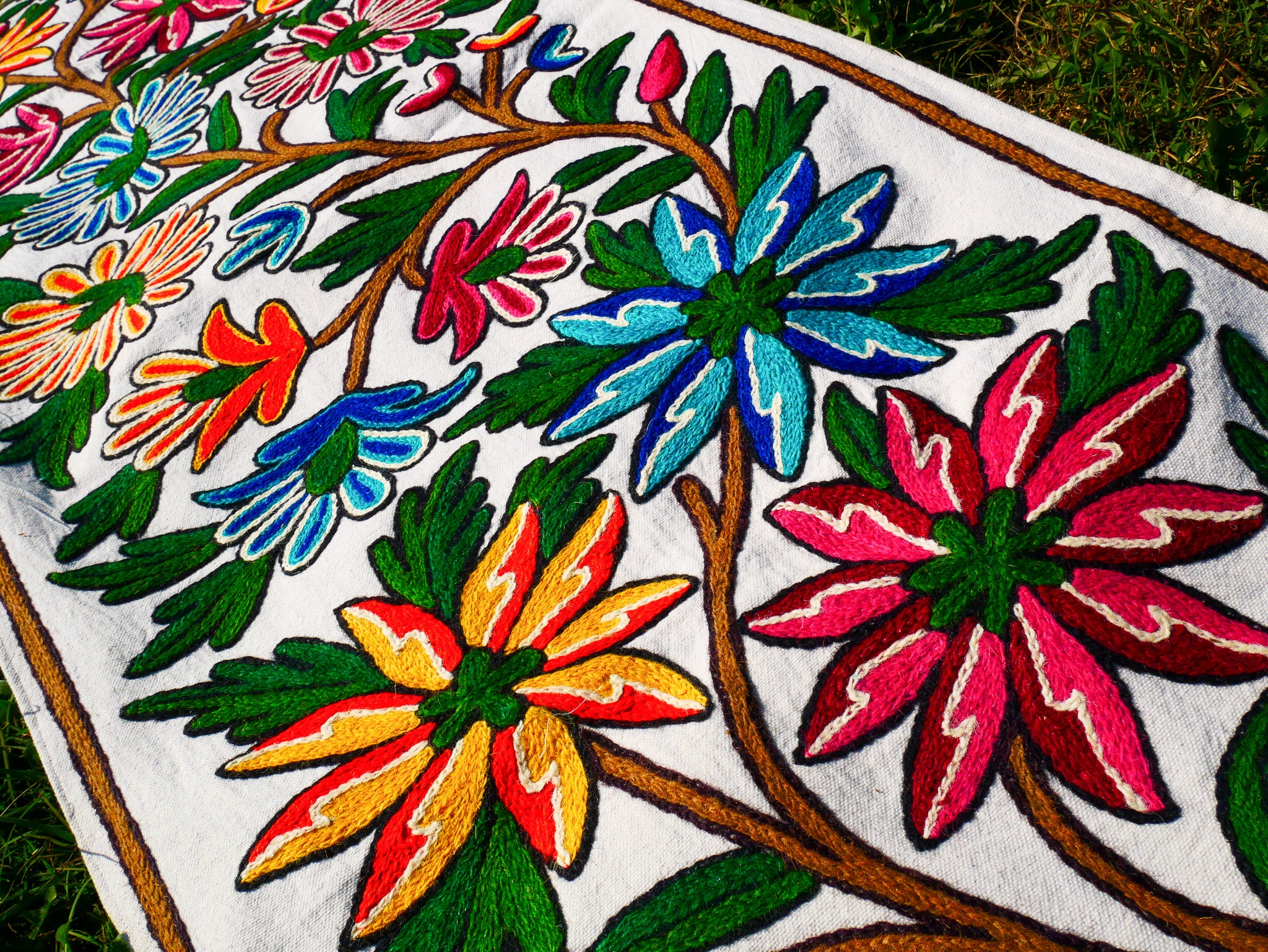 Boho table runner or wall hanging - Kashmiri Crewel embroidery - hand embroidered table decor