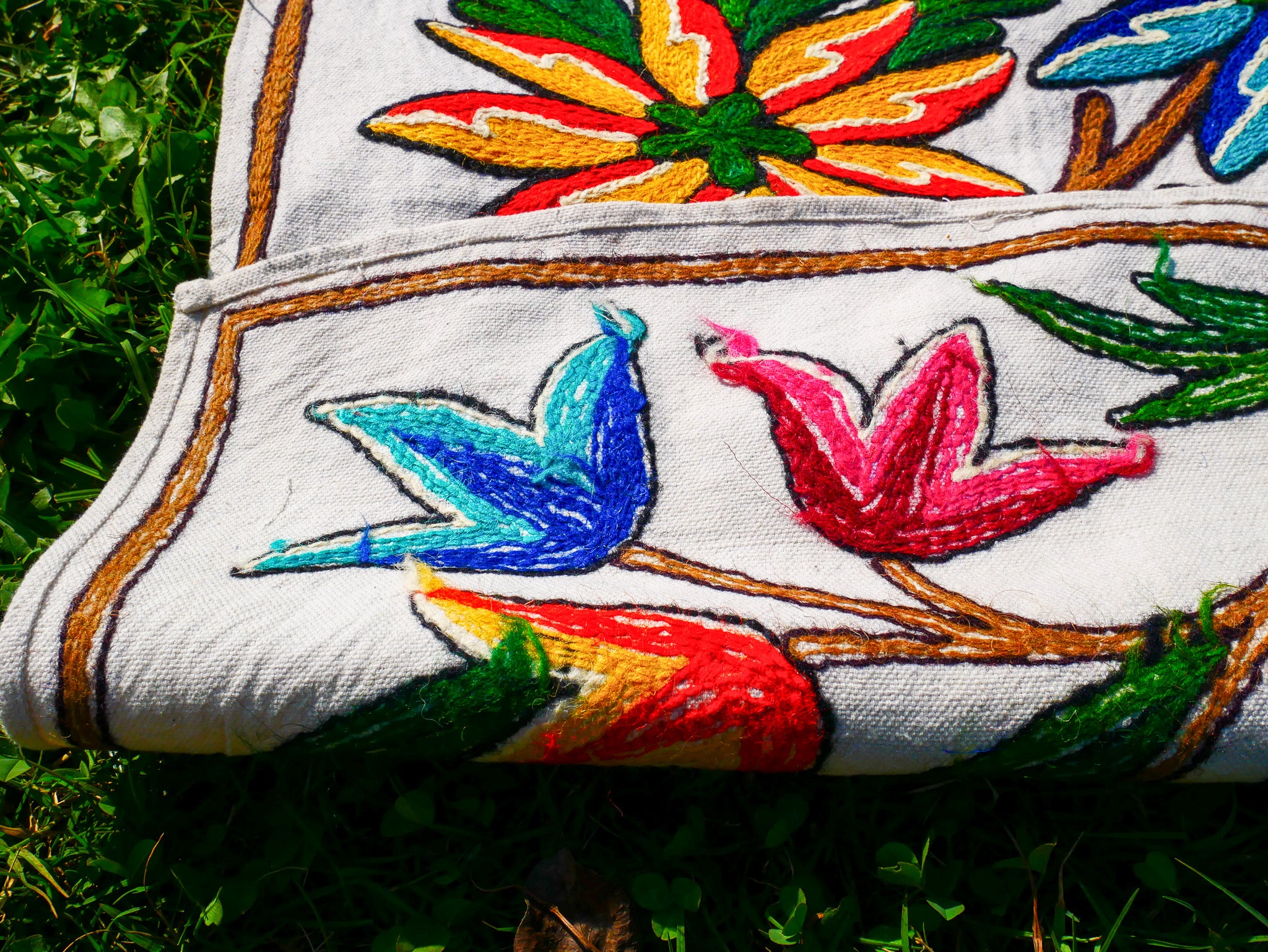 Boho table runner or wall hanging - Kashmiri Crewel embroidery - hand embroidered table decor