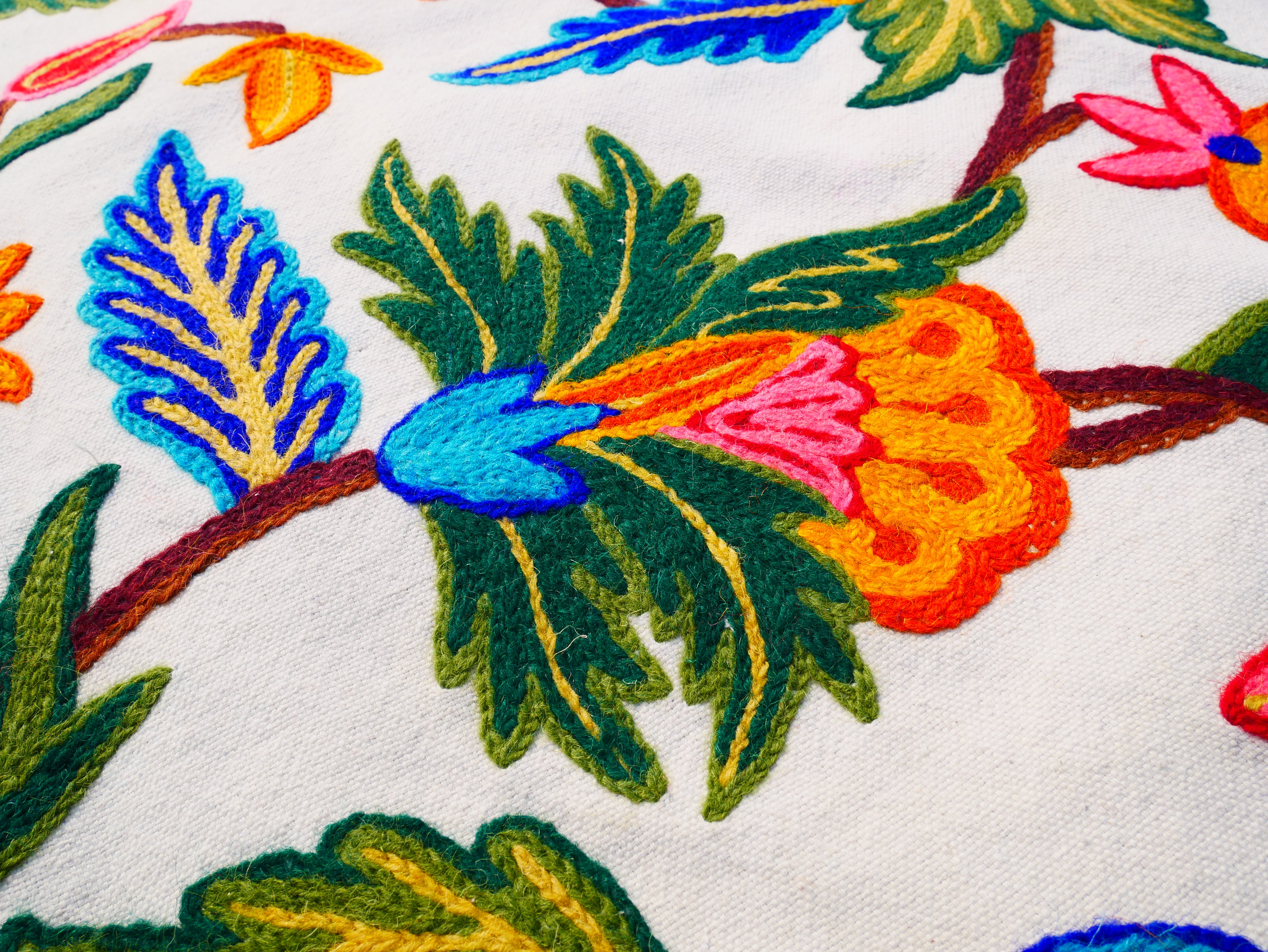 Embroidered Tapestry Kashmiri Wall Hanging 3x5ft Cotton and Wool Wall Decor