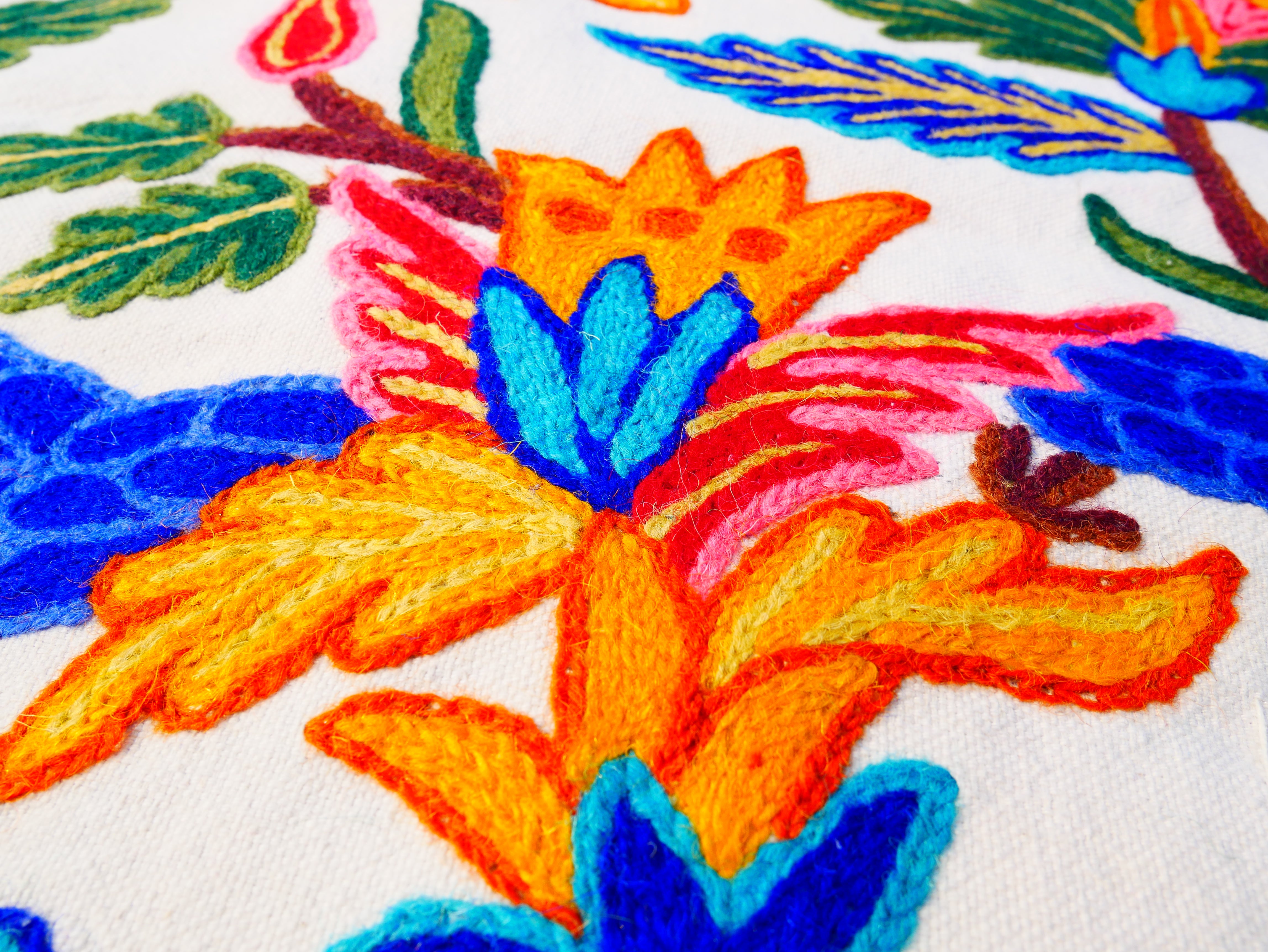 Embroidered Tapestry Kashmiri Wall Hanging 3x5ft Cotton and Wool Wall Decor