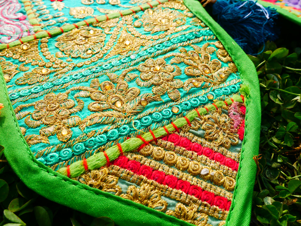 Handmade Indian Toran – colorful patchwork door hanging | Boho valance, hippie curtain & vibrant wall décor
