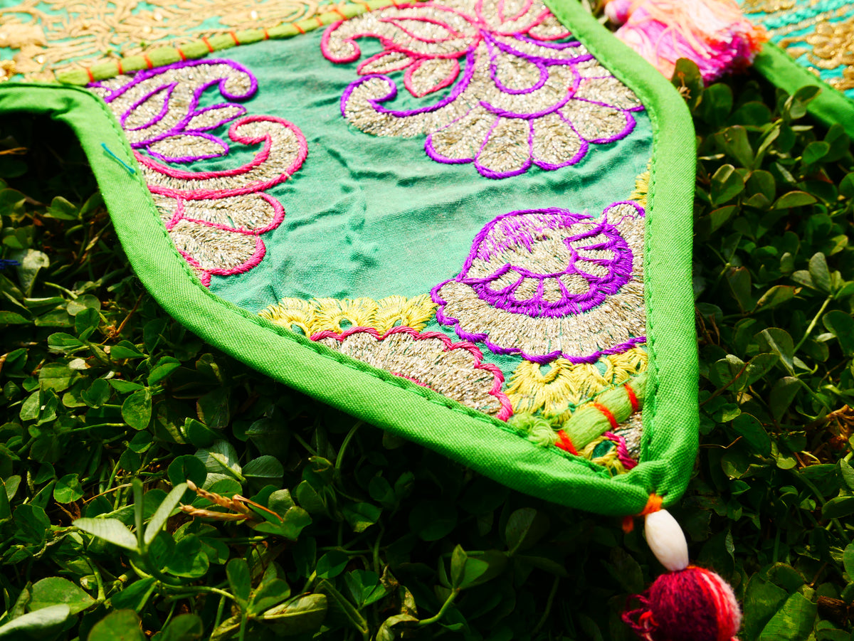 Handmade Indian Toran – colorful patchwork door hanging | Boho valance, hippie curtain & vibrant wall décor
