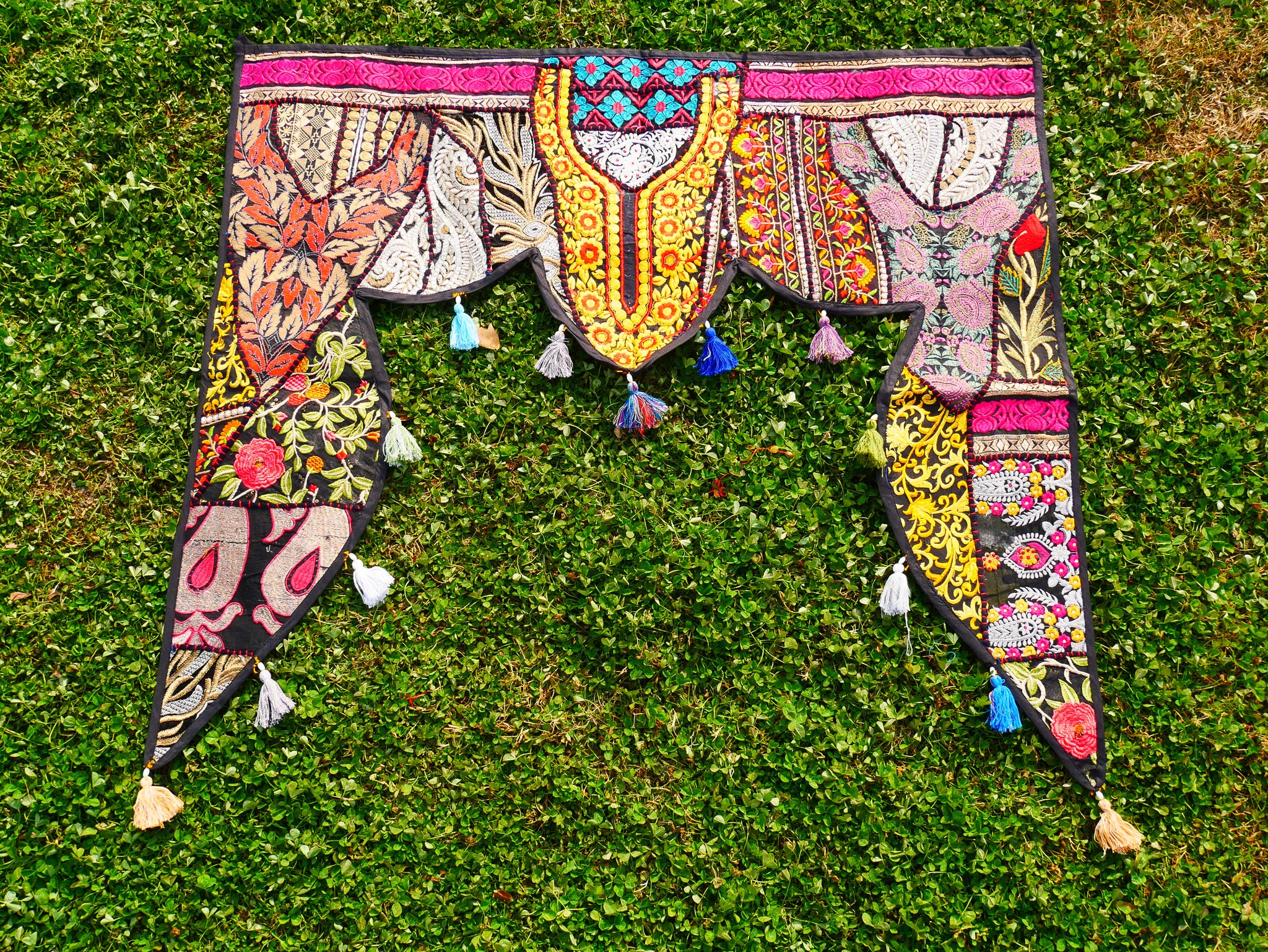 Indian Door hanging - Boho door valance | bohemian wall hanging - patchwork tapestry | multicolor