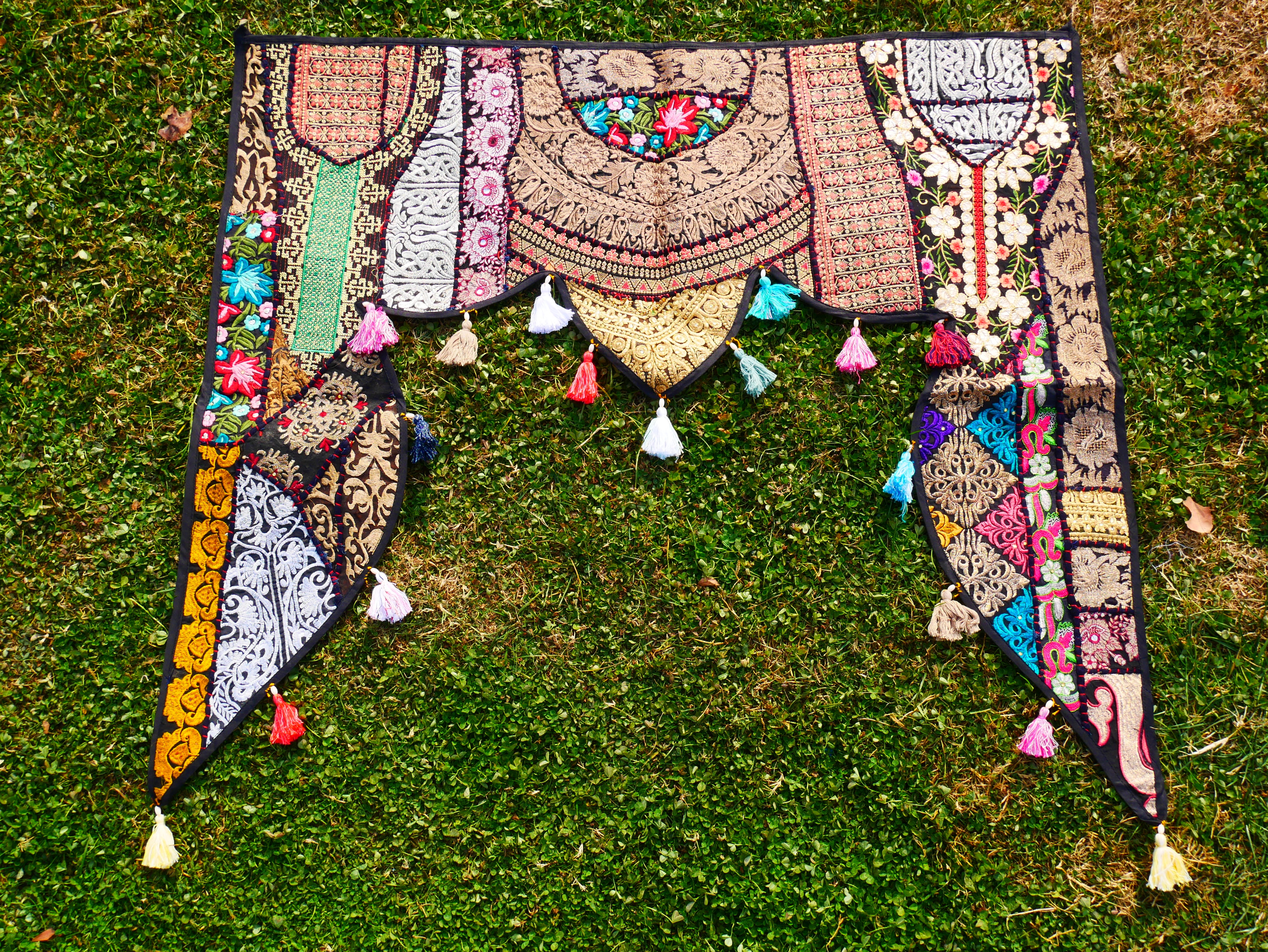 Indian Door hanging - Boho door valance | bohemian wall hanging - patchwork tapestry | multicolor